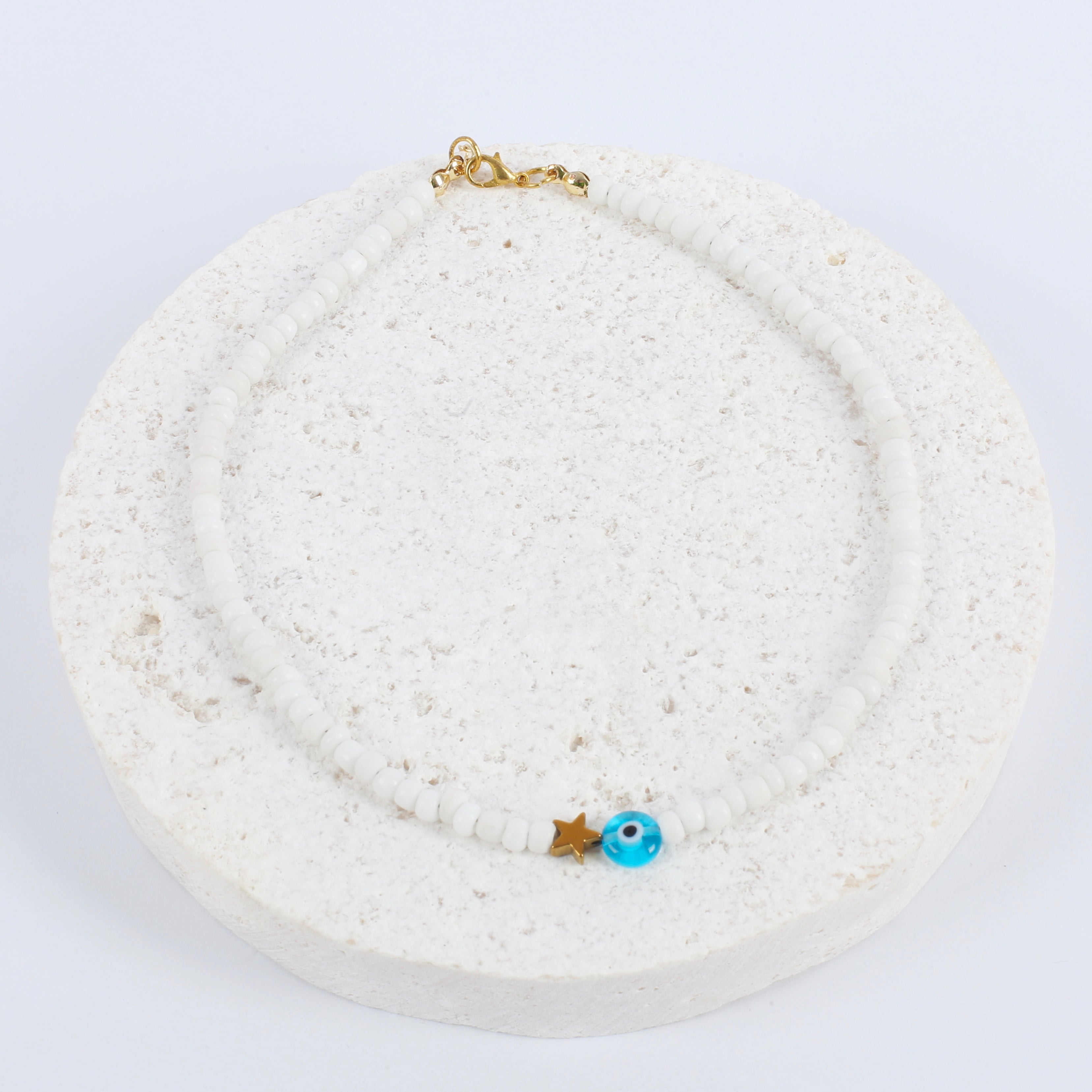 White evil eye necklace