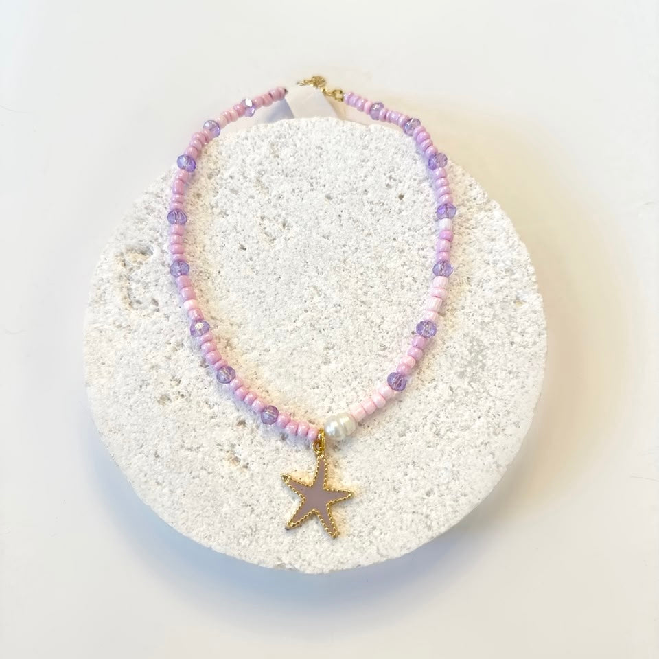 Starfish necklace with real pearl
