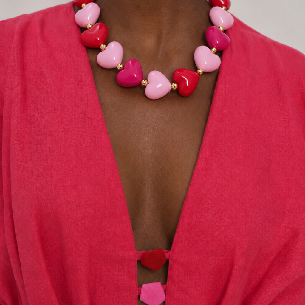 Pink & red love necklace
