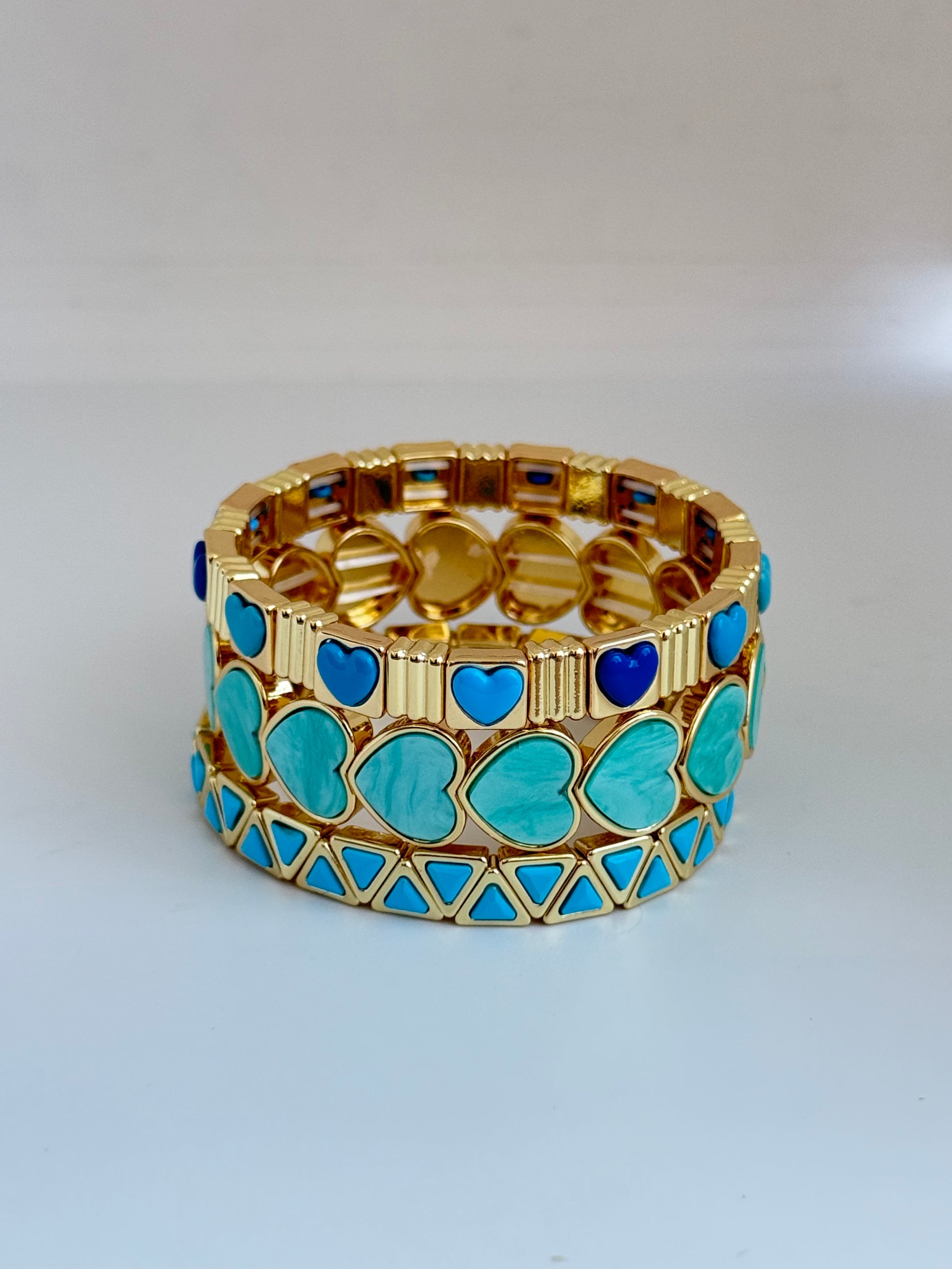 Turquoise big hearts enamel bracelet