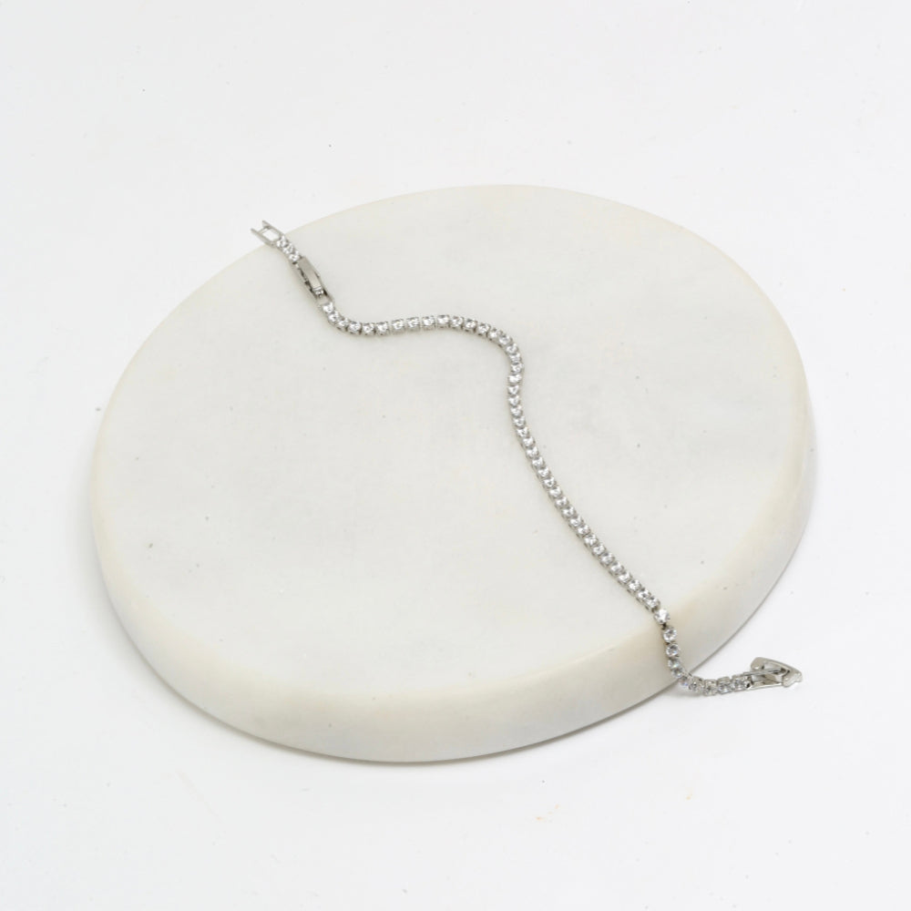 Thin round cut tennis bracelet
