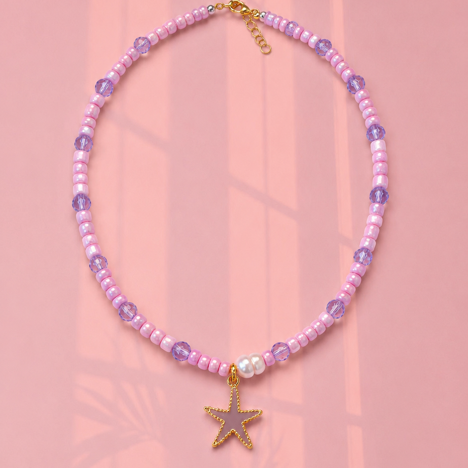Starfish necklace with real pearl