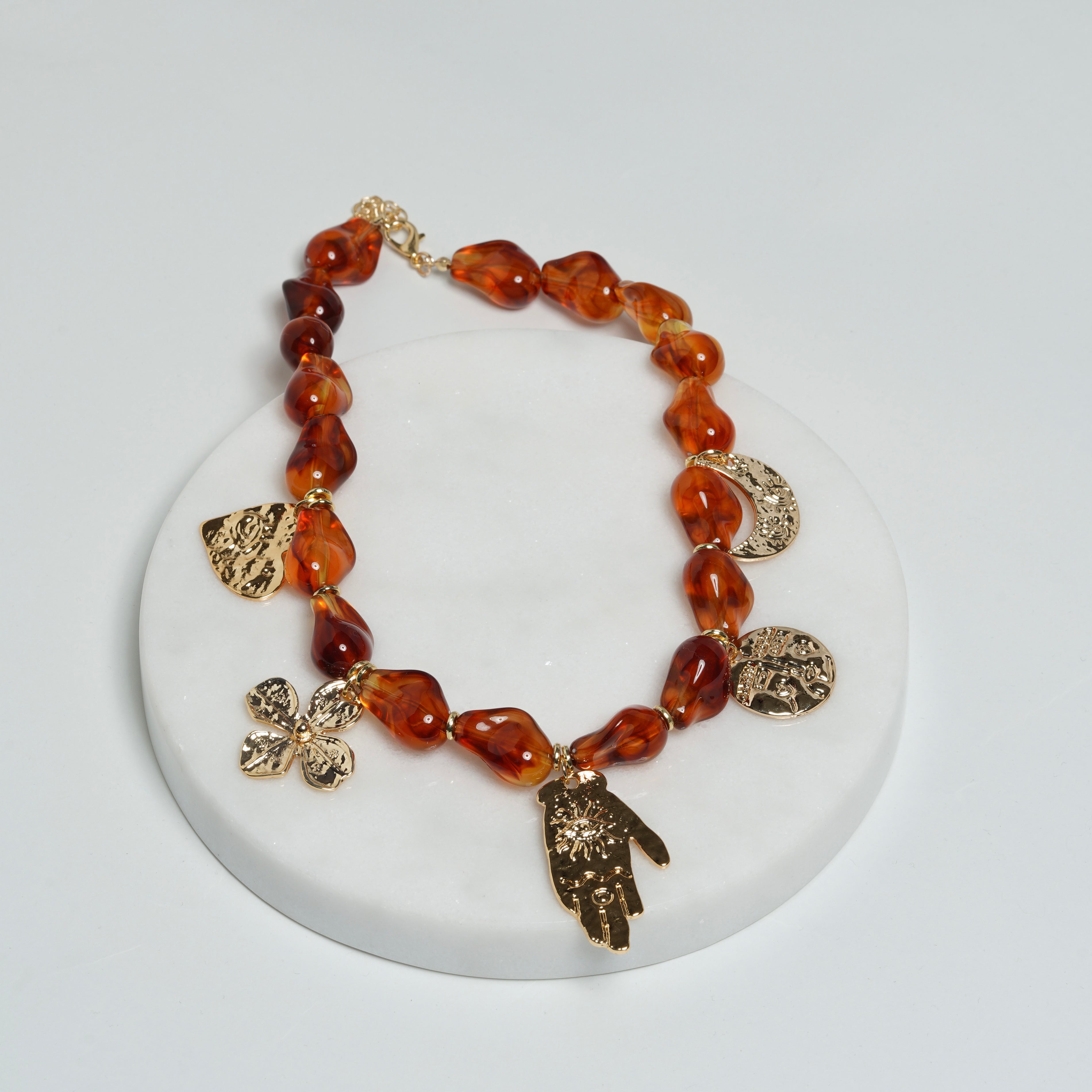 Brown charm necklace