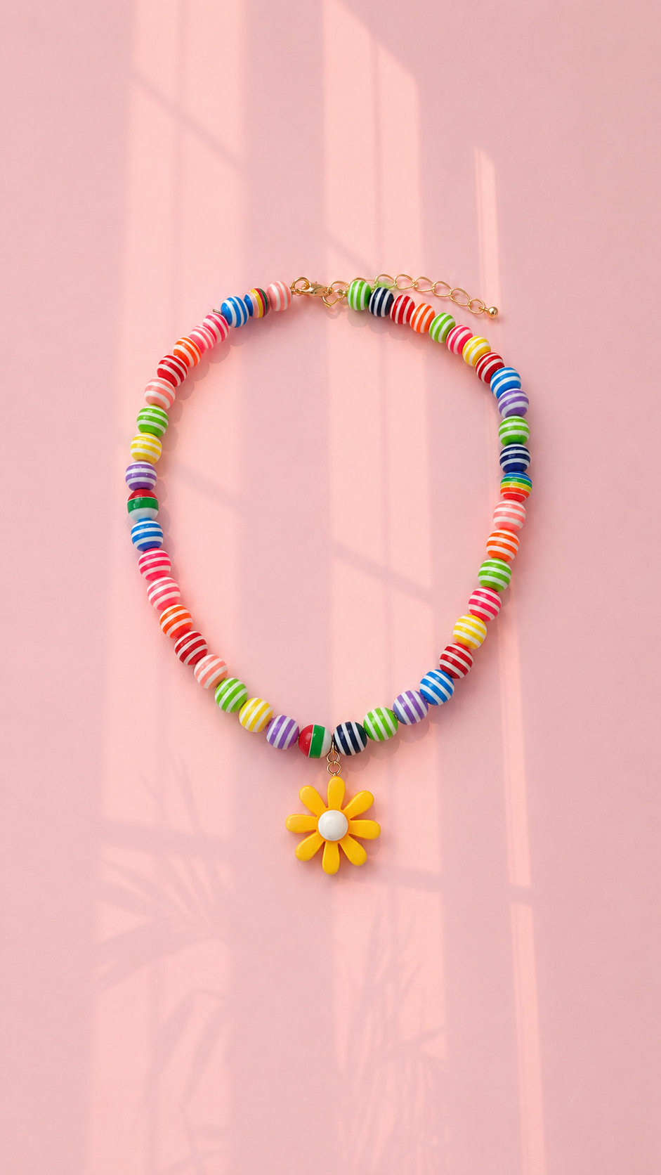 Kids rainbow yellow daisy necklace