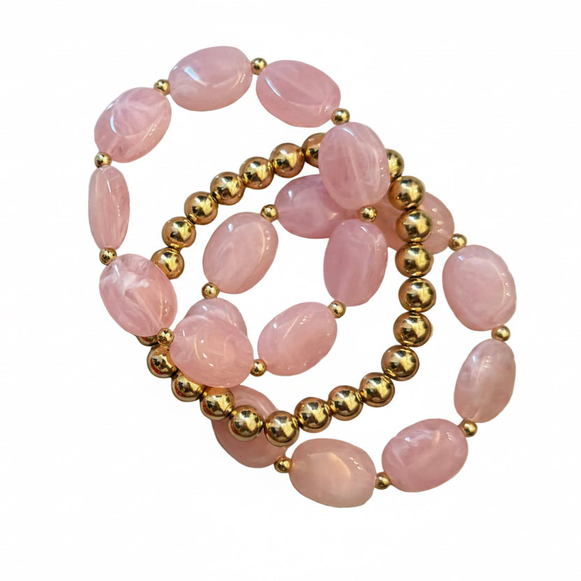 Set of 3 baby pink bracelets