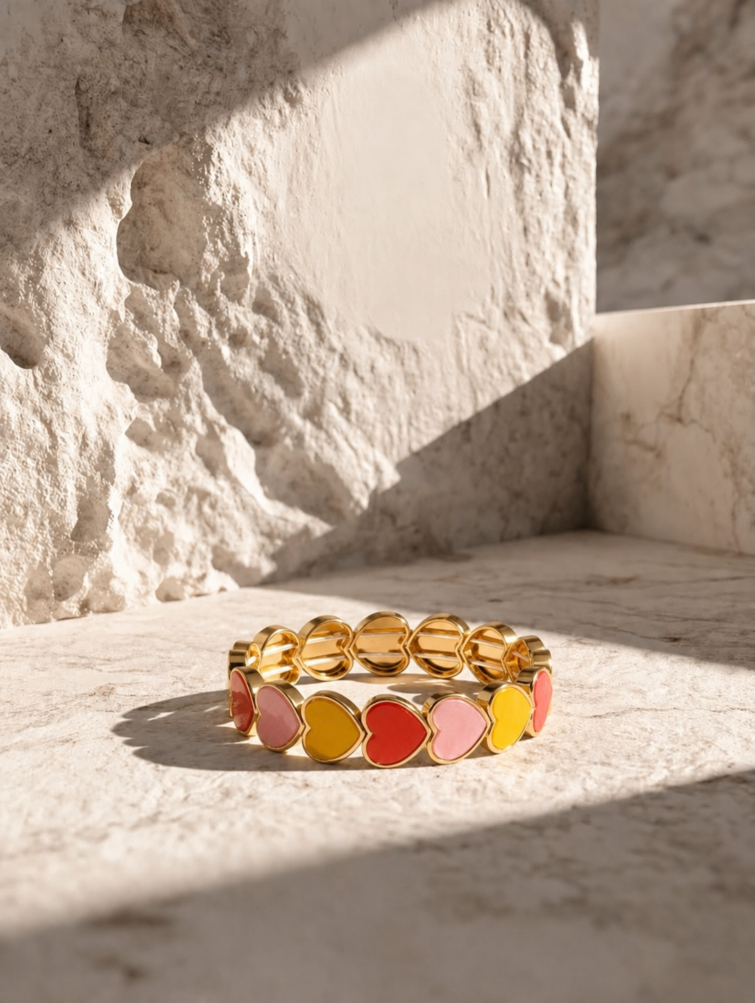 Sunset big hearts enamel bracelet