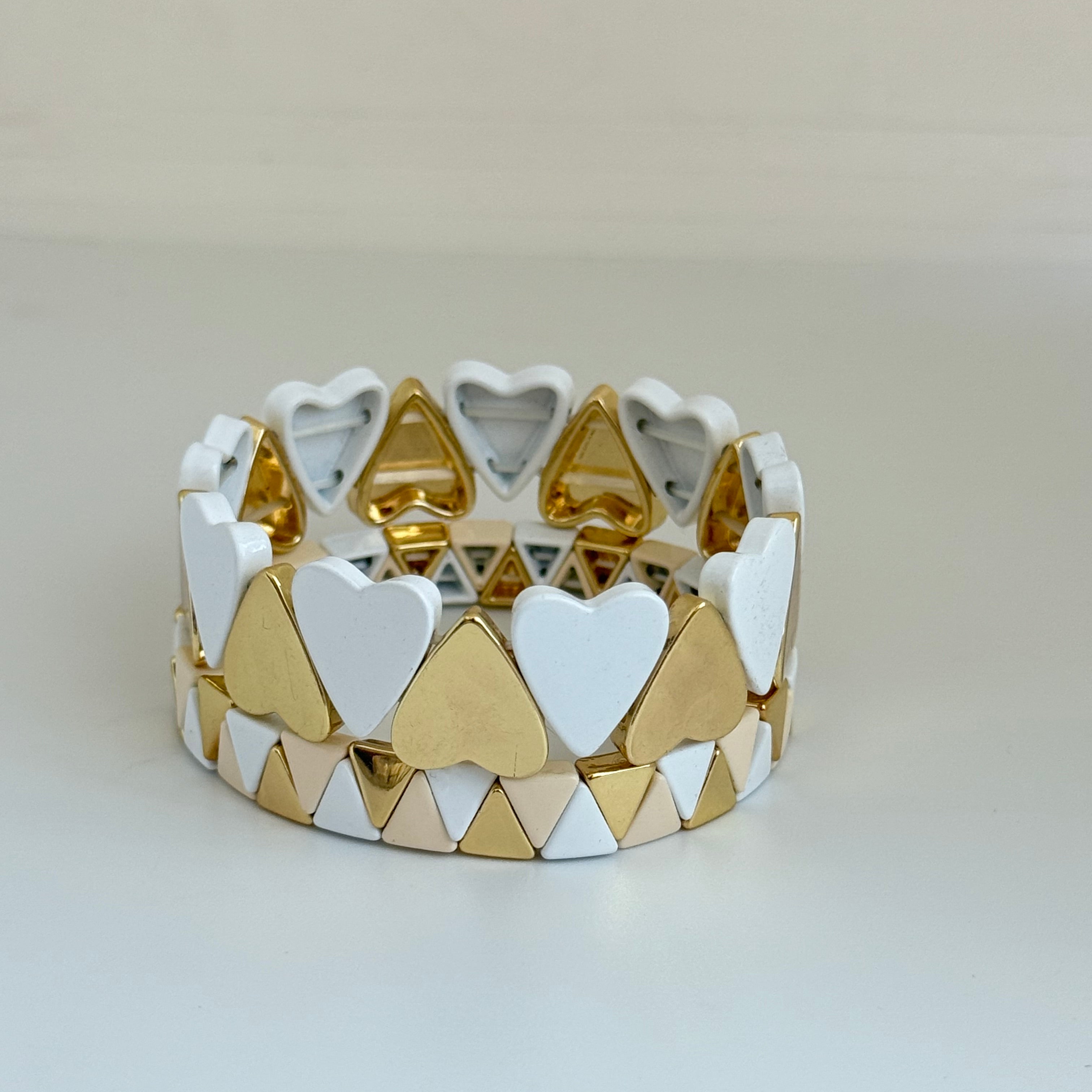 White big hearts enamel bracelet