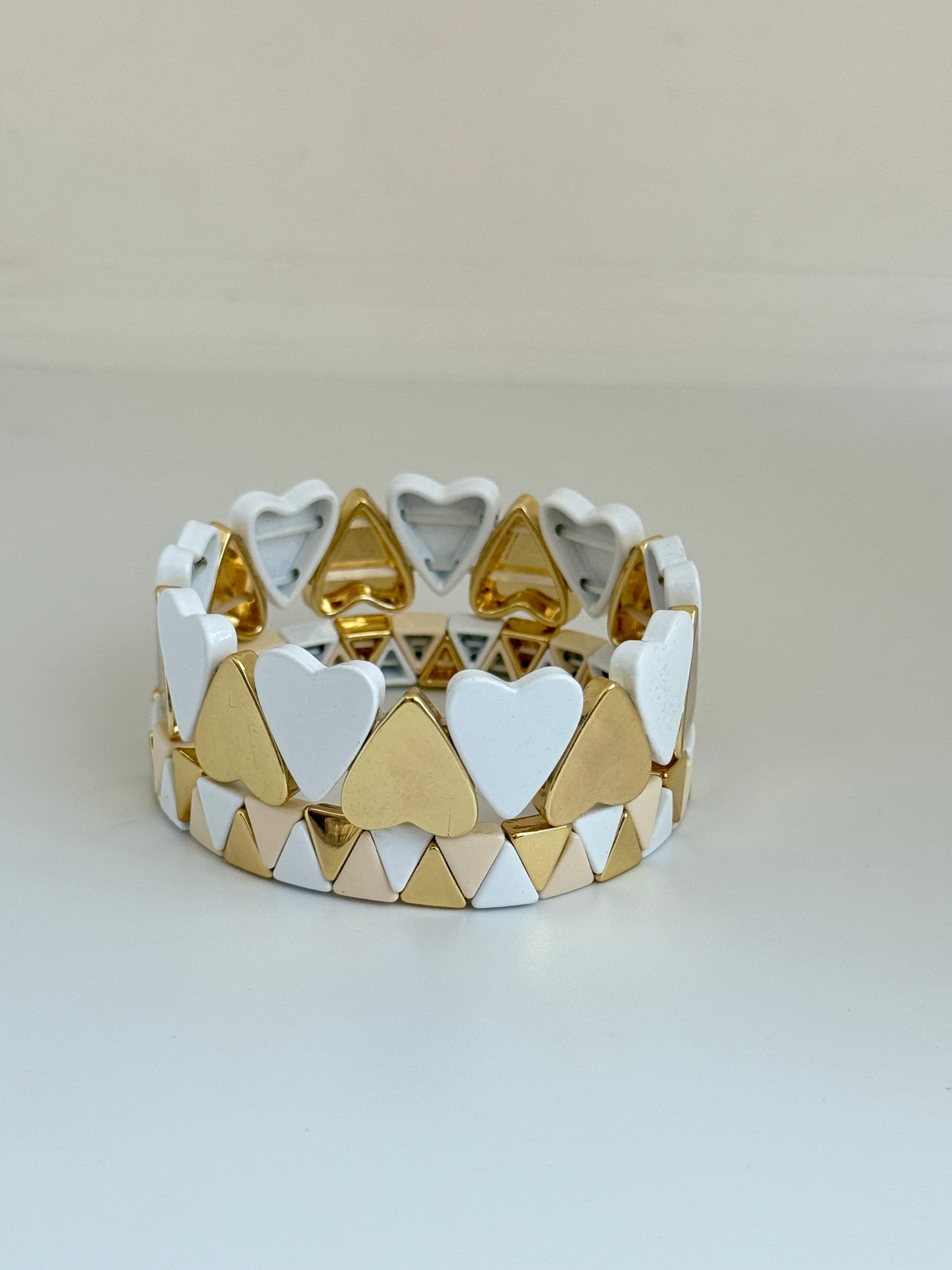 White big hearts enamel bracelet