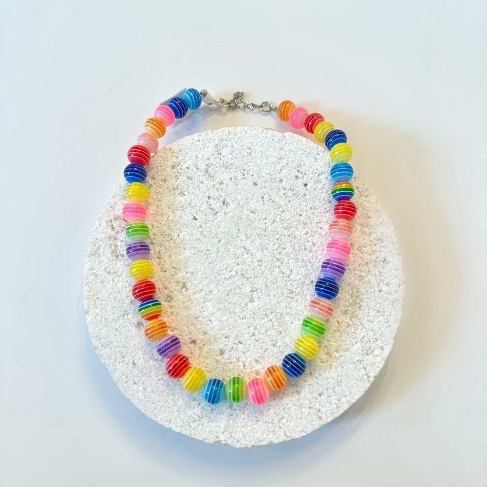 Multicolor striped thick necklace