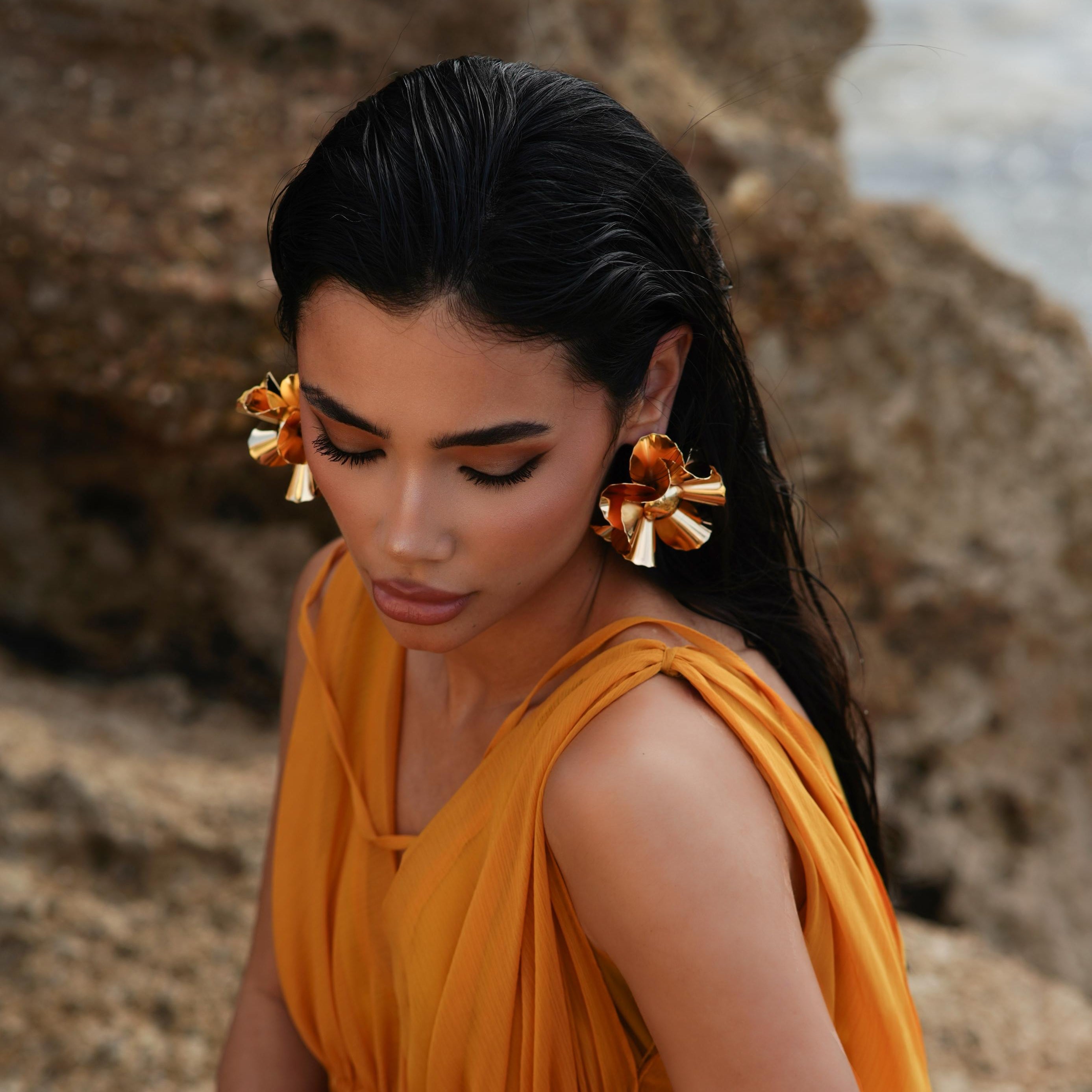 Oversized flower earrings