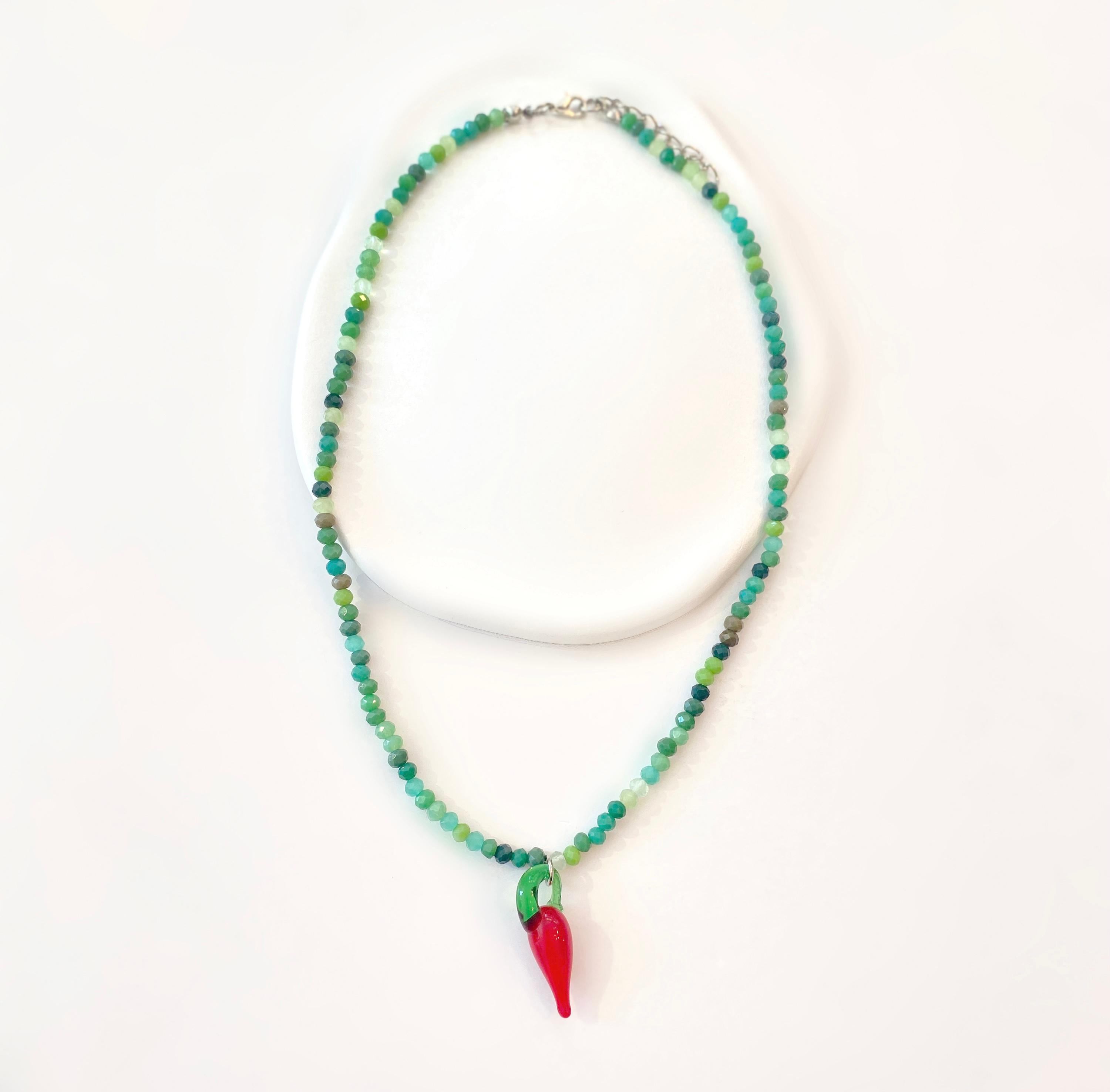 Chilly pepper crystal necklace