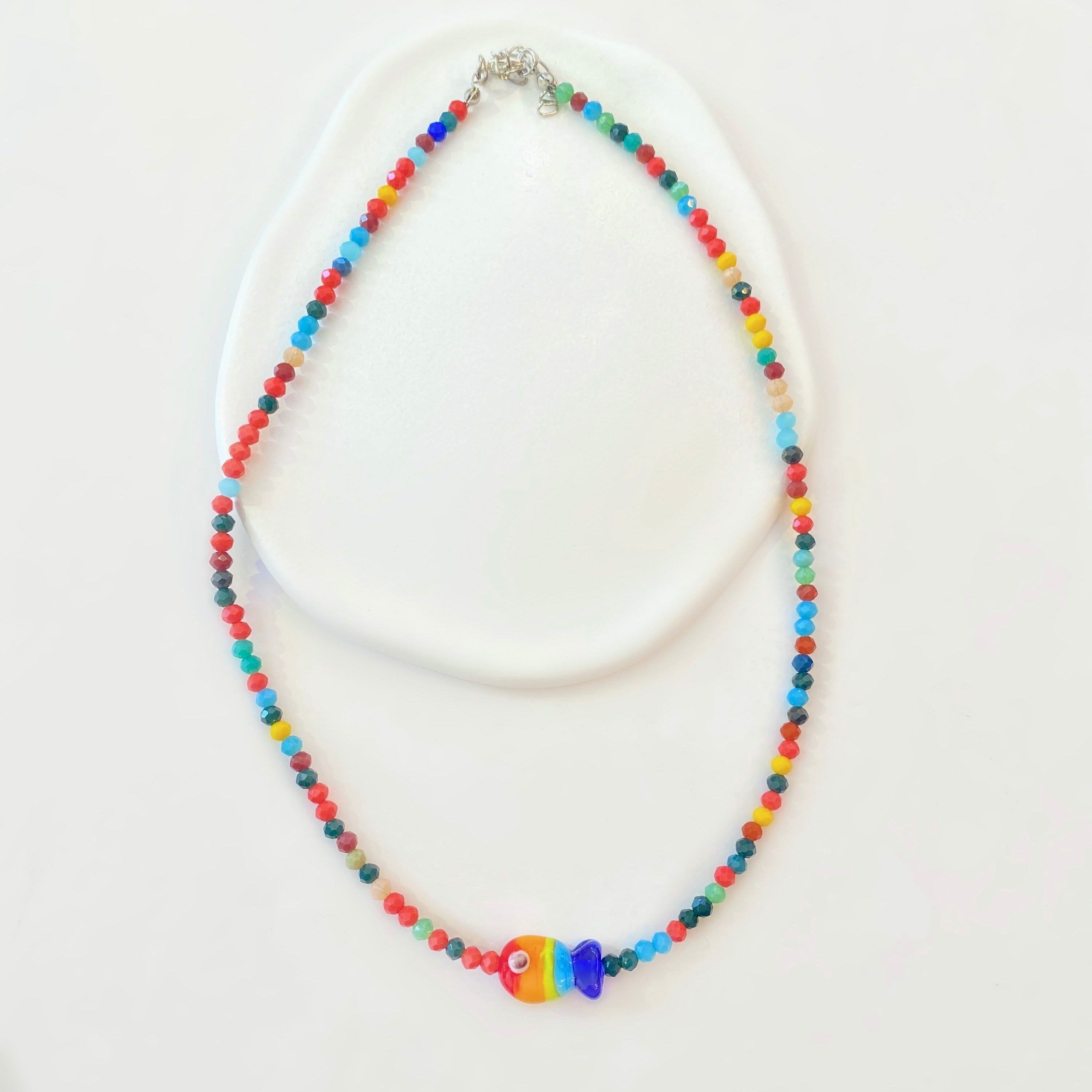 Colorful fish crystal necklace