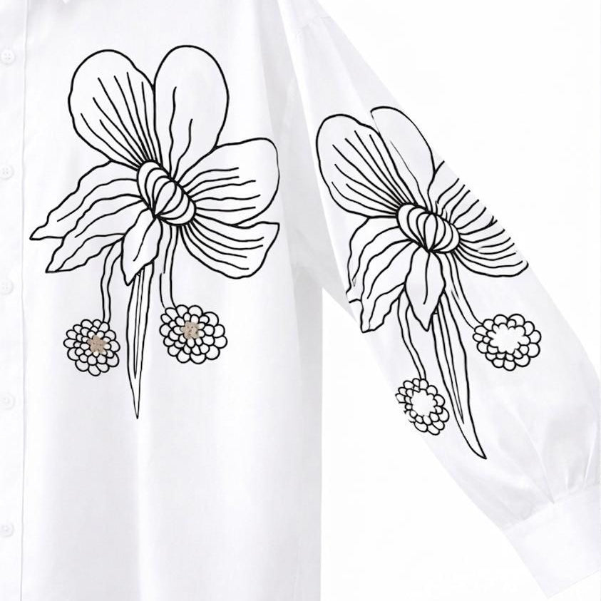 Floral doodle print shirt