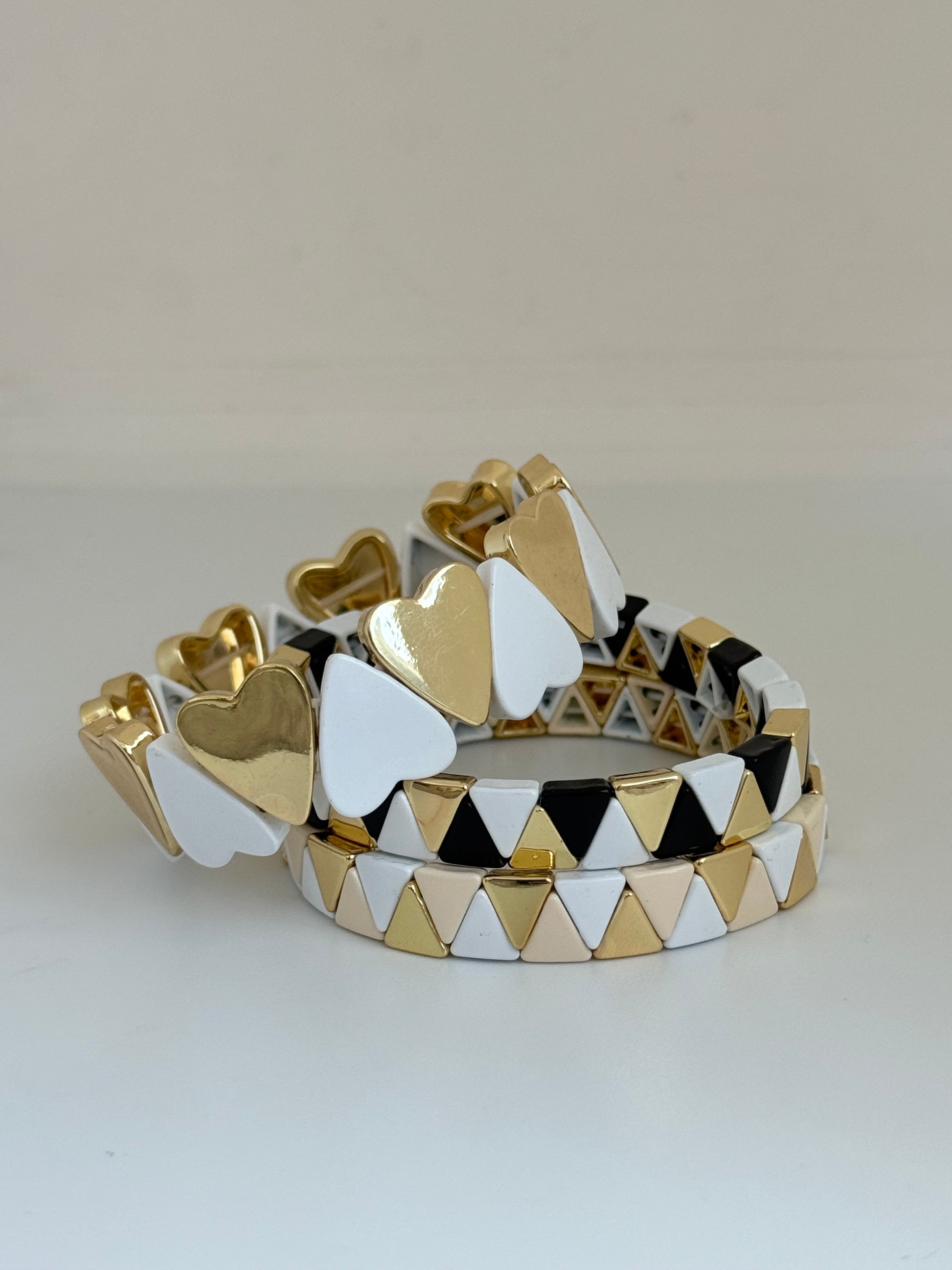 White big hearts enamel bracelet