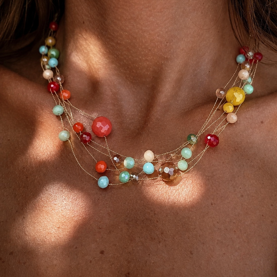 Colorful crytal stone necklace