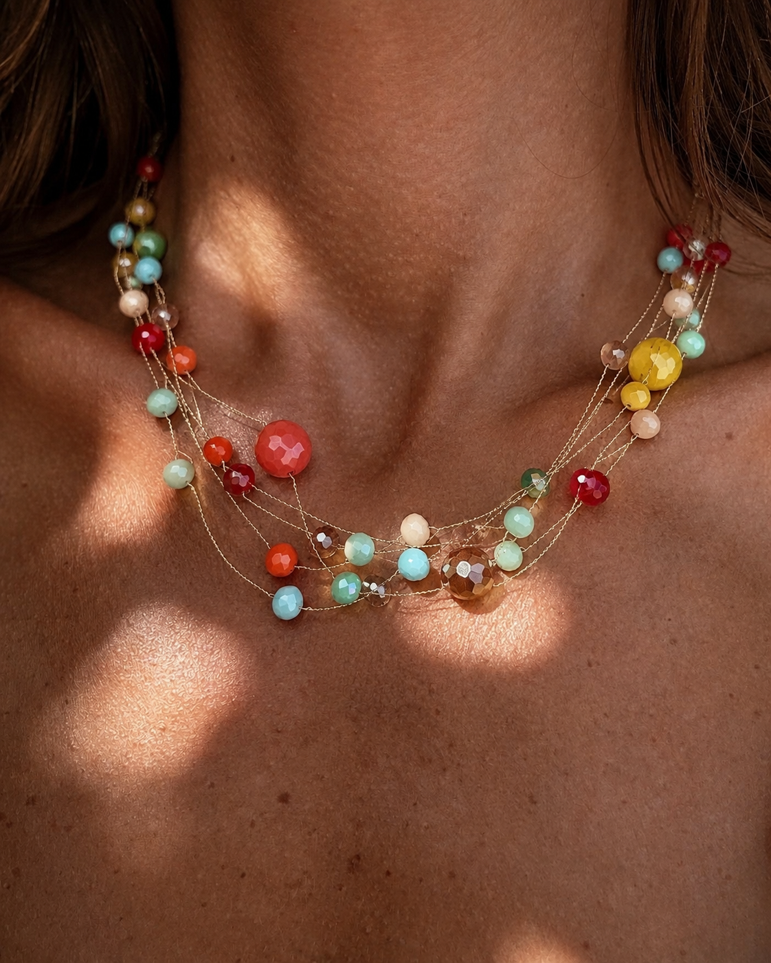 Colorful crytal stone necklace