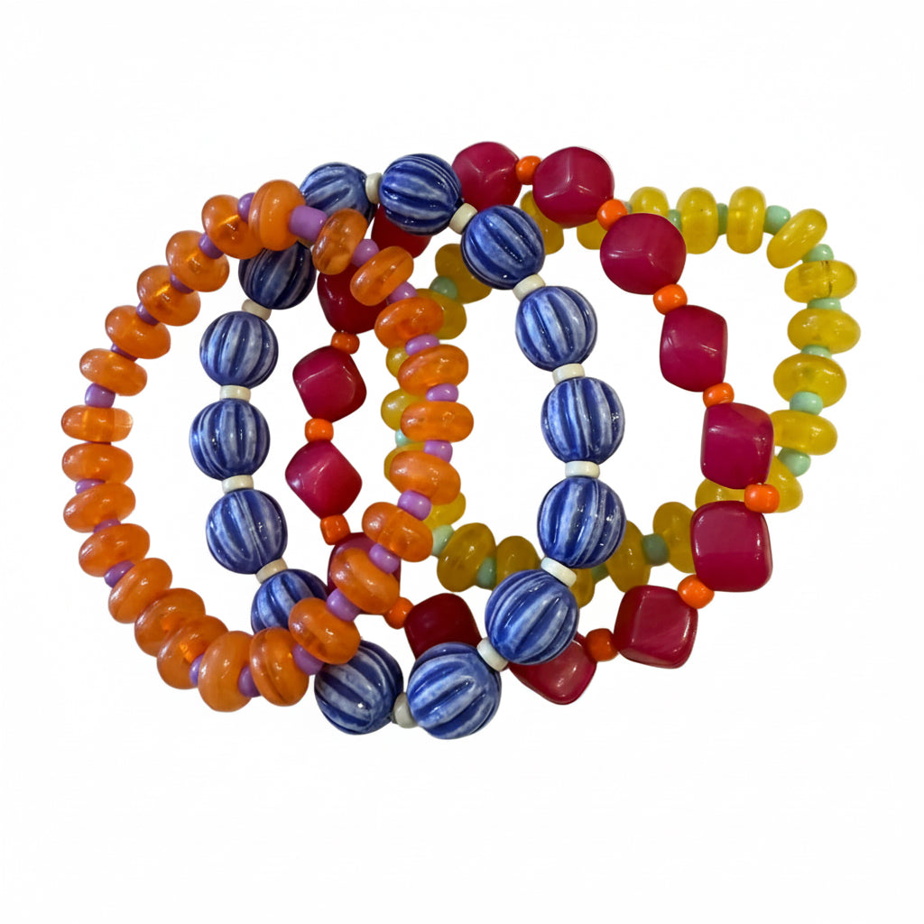 Set of 4 multicolor beaded bracelets