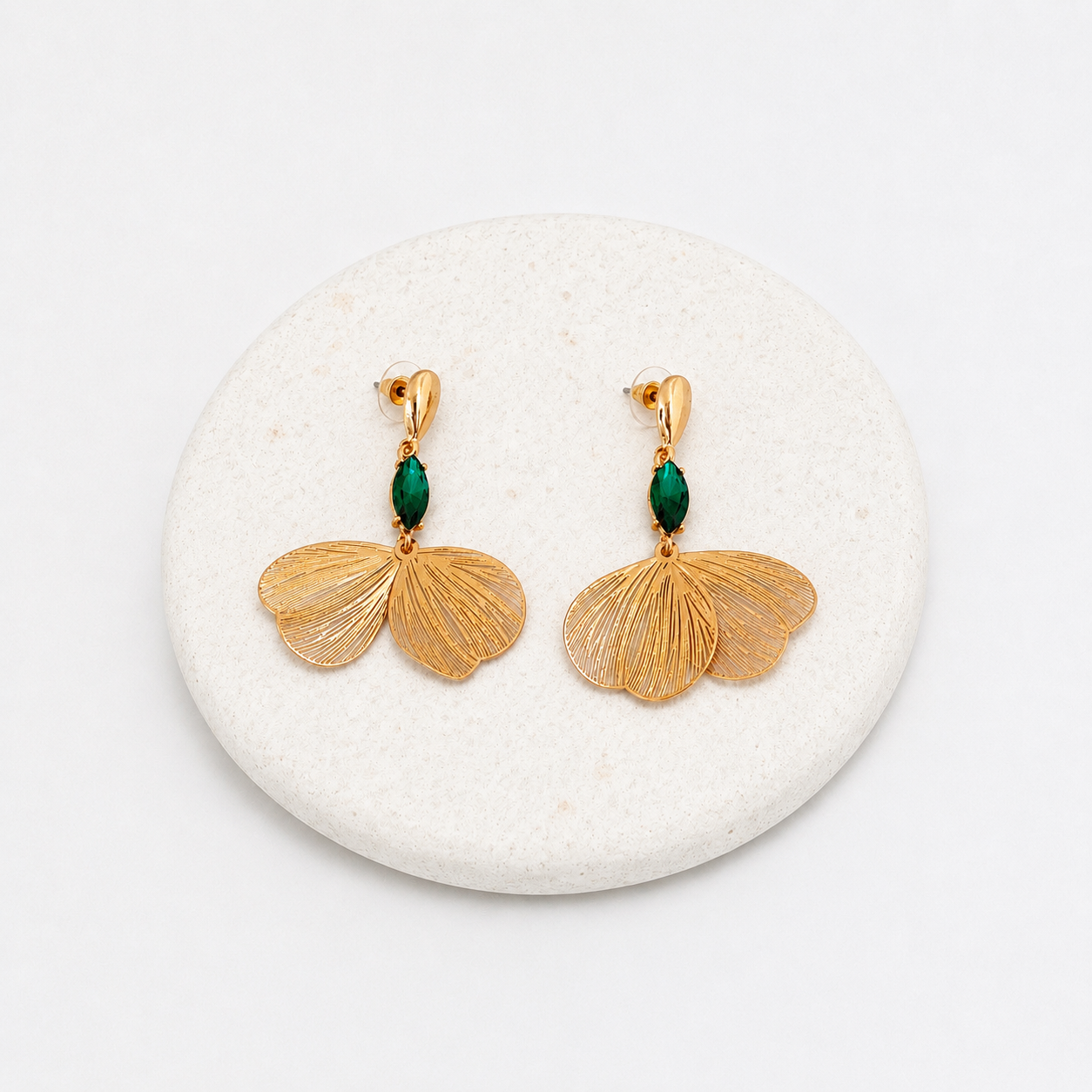 Emerald drop floral earrings