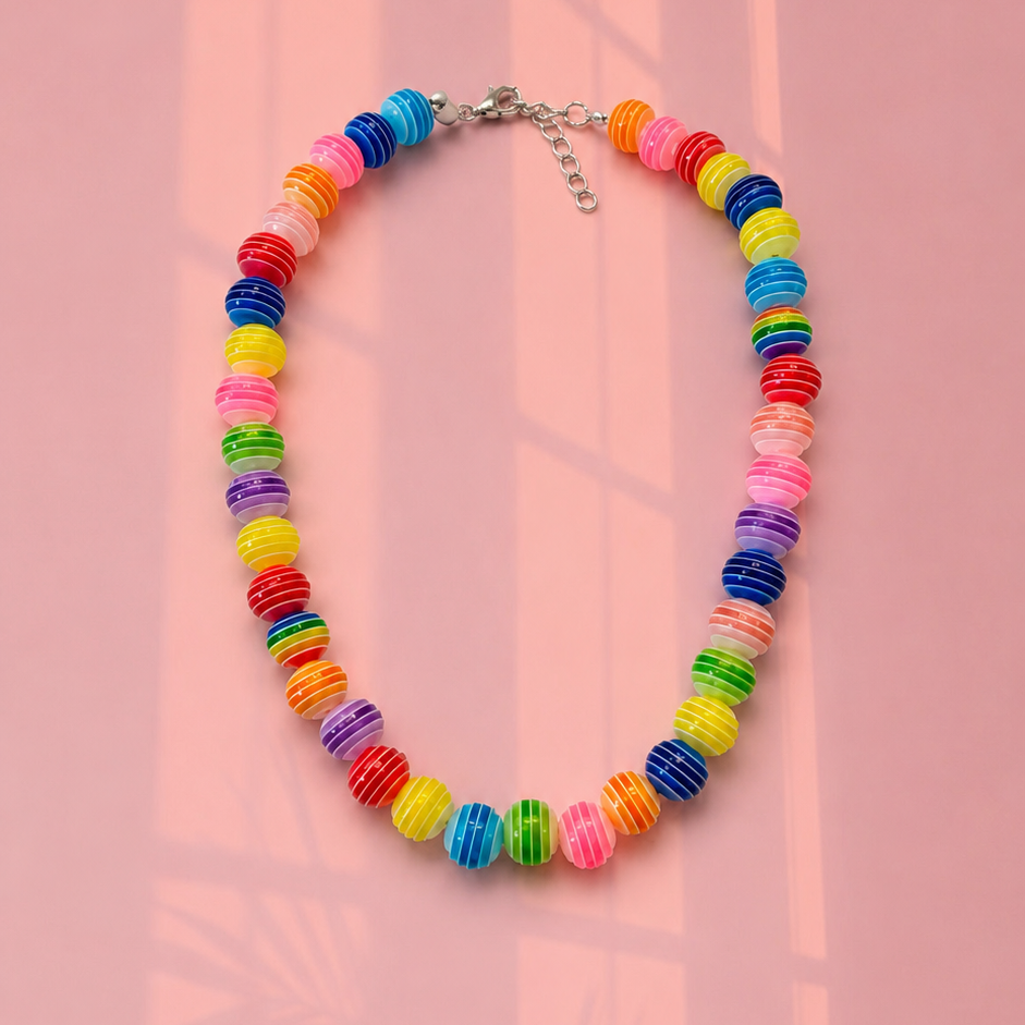 Multicolor striped thick necklace