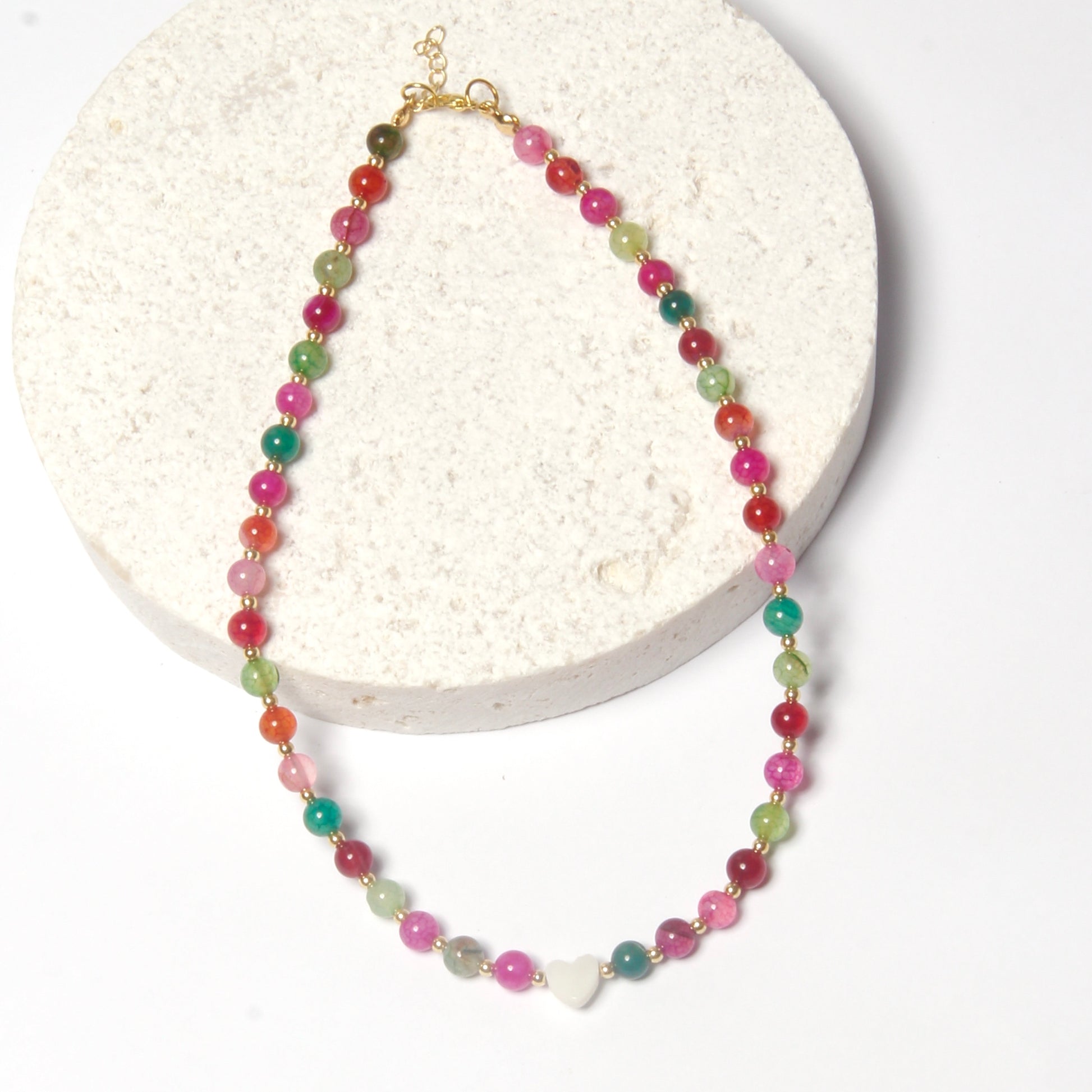 Watermelon semi-precious stone necklace