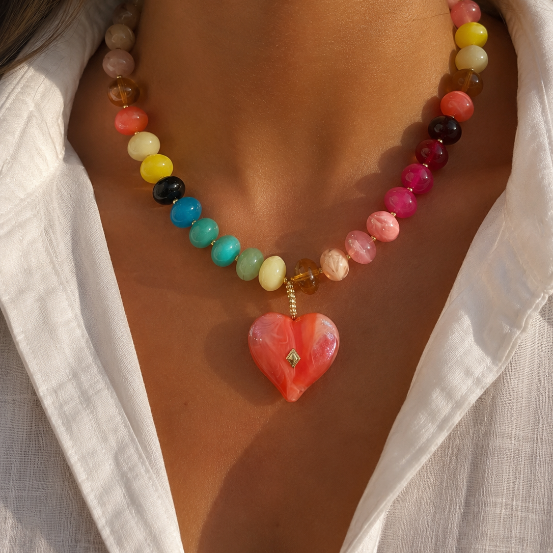 Heart rainbow necklace