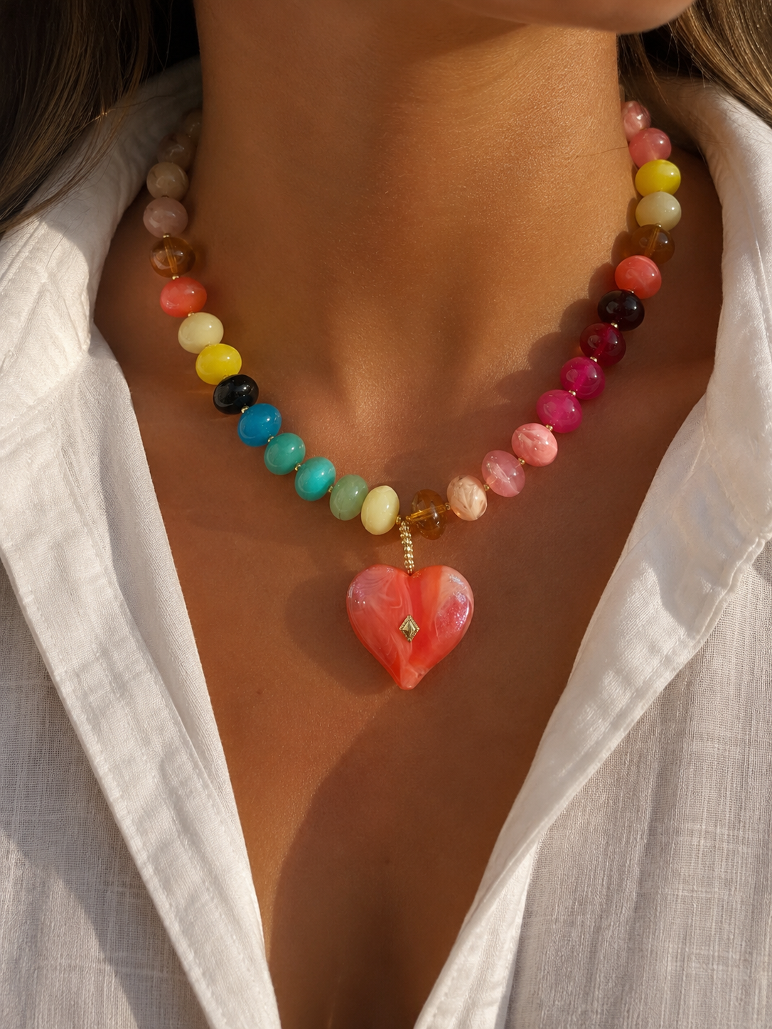 Heart rainbow necklace