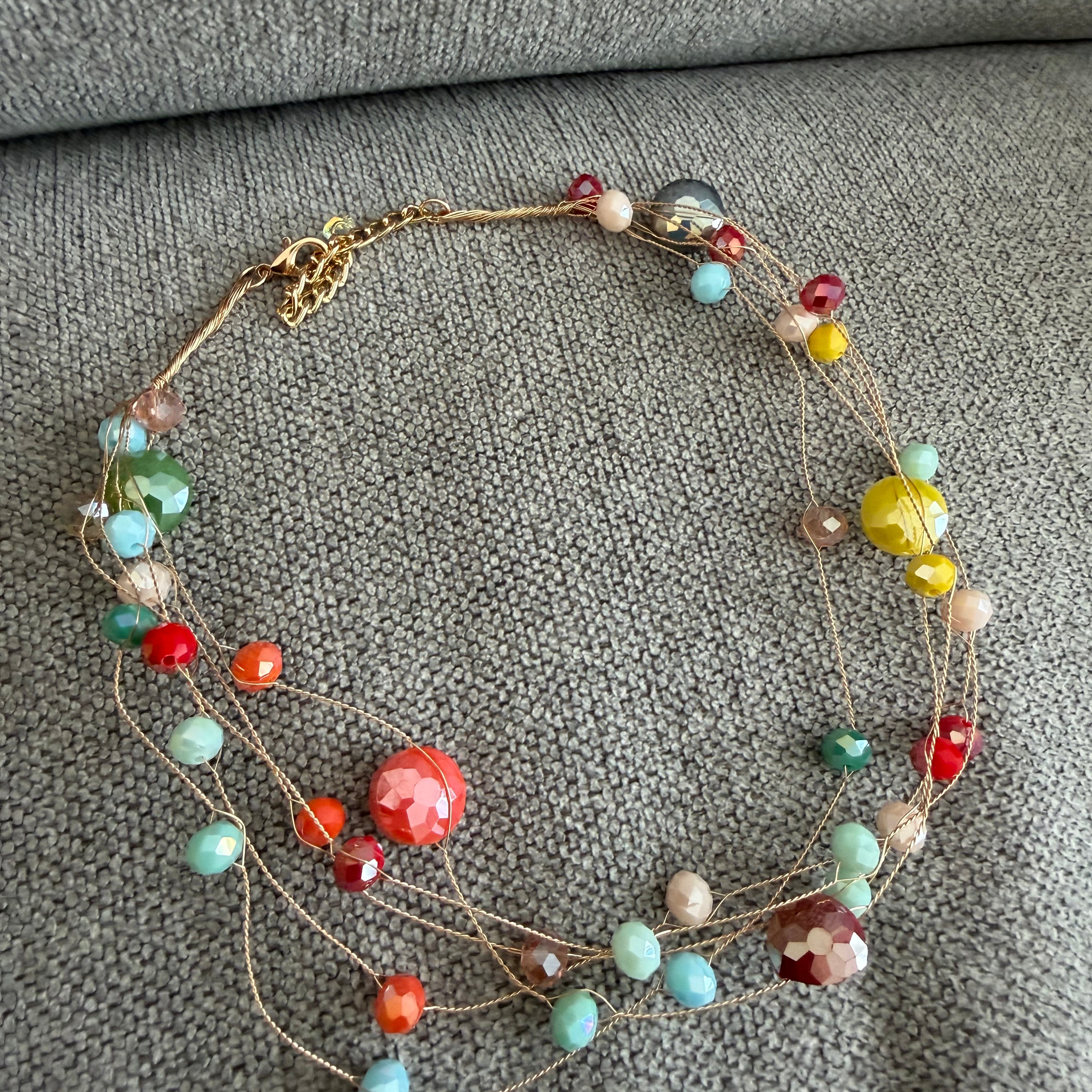 Colorful crytal stone necklace
