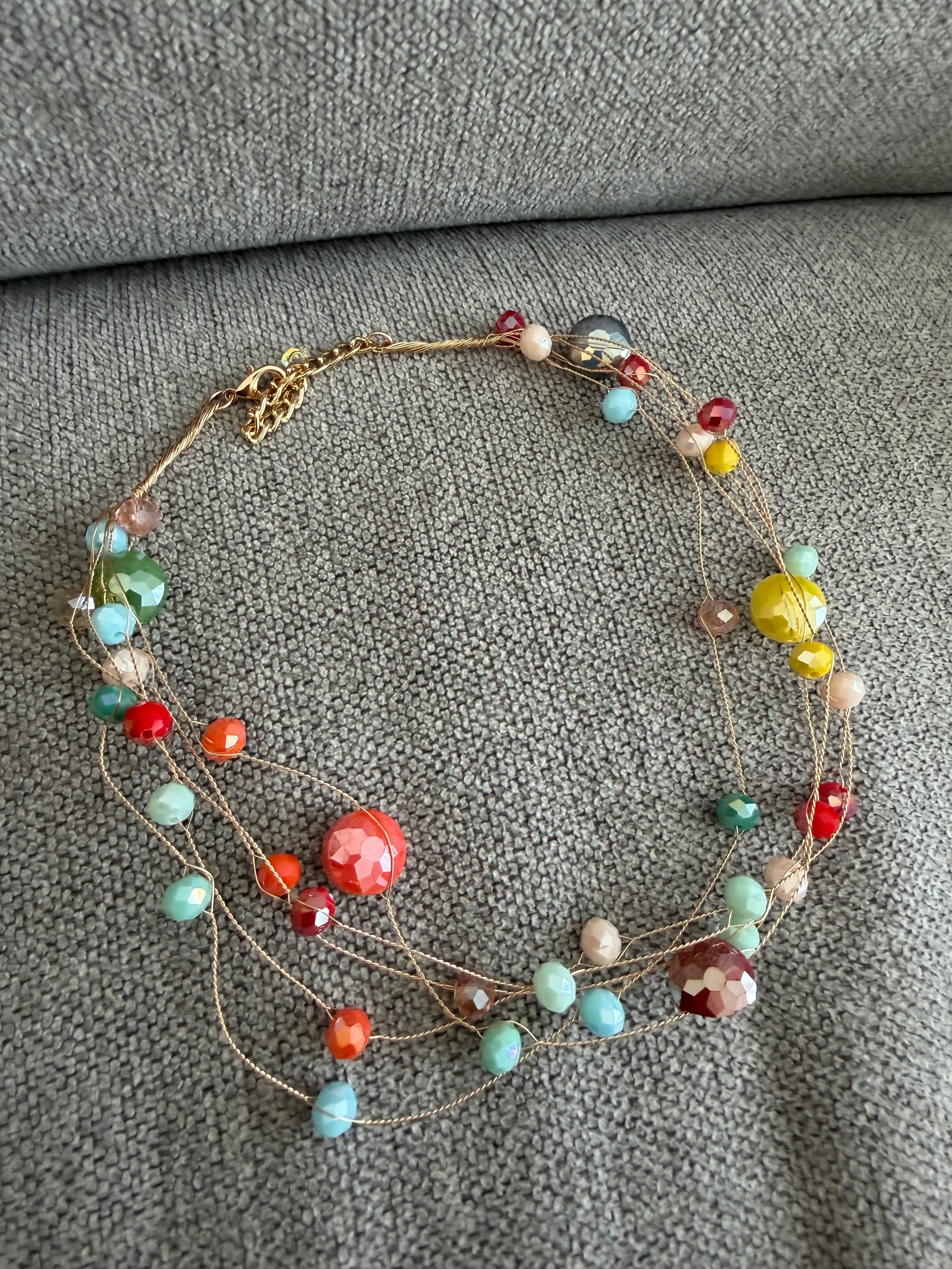 Colorful crytal stone necklace