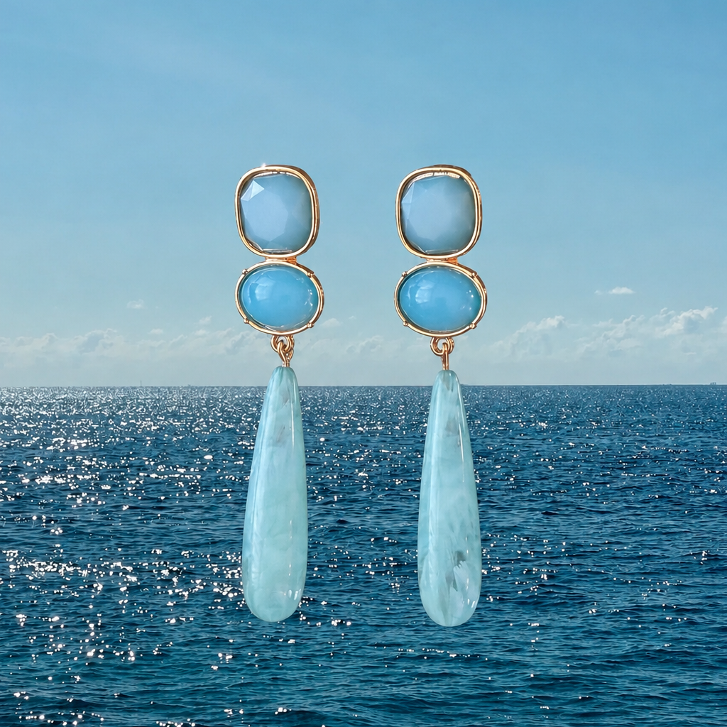 Aqua drop earrings
