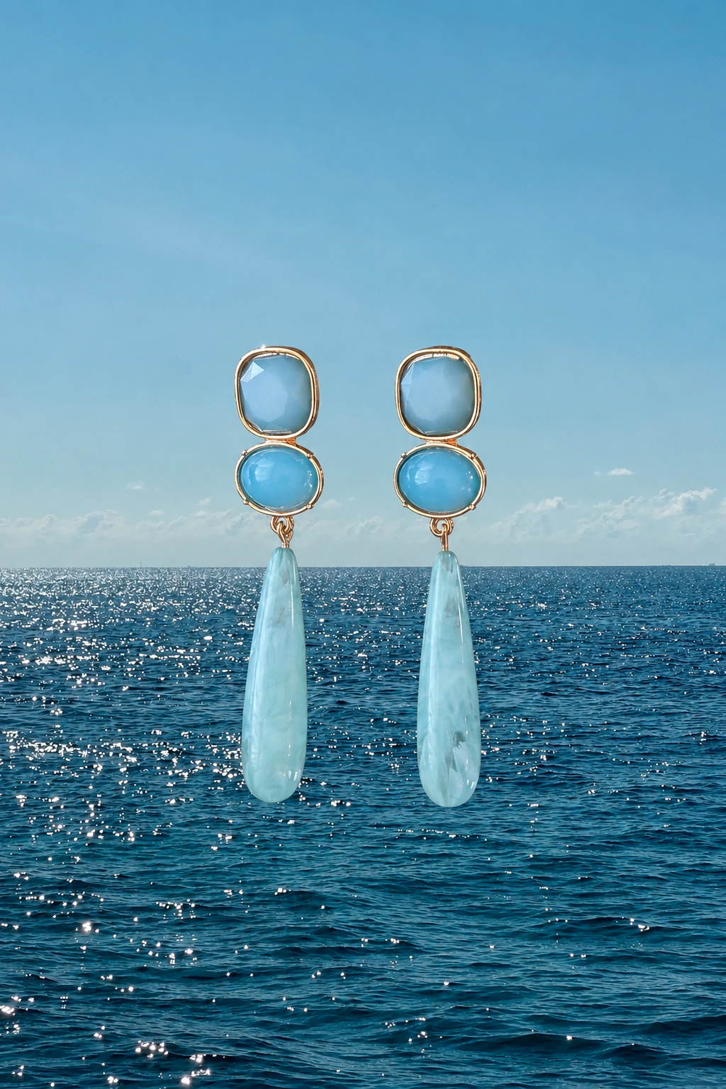 Aqua drop earrings