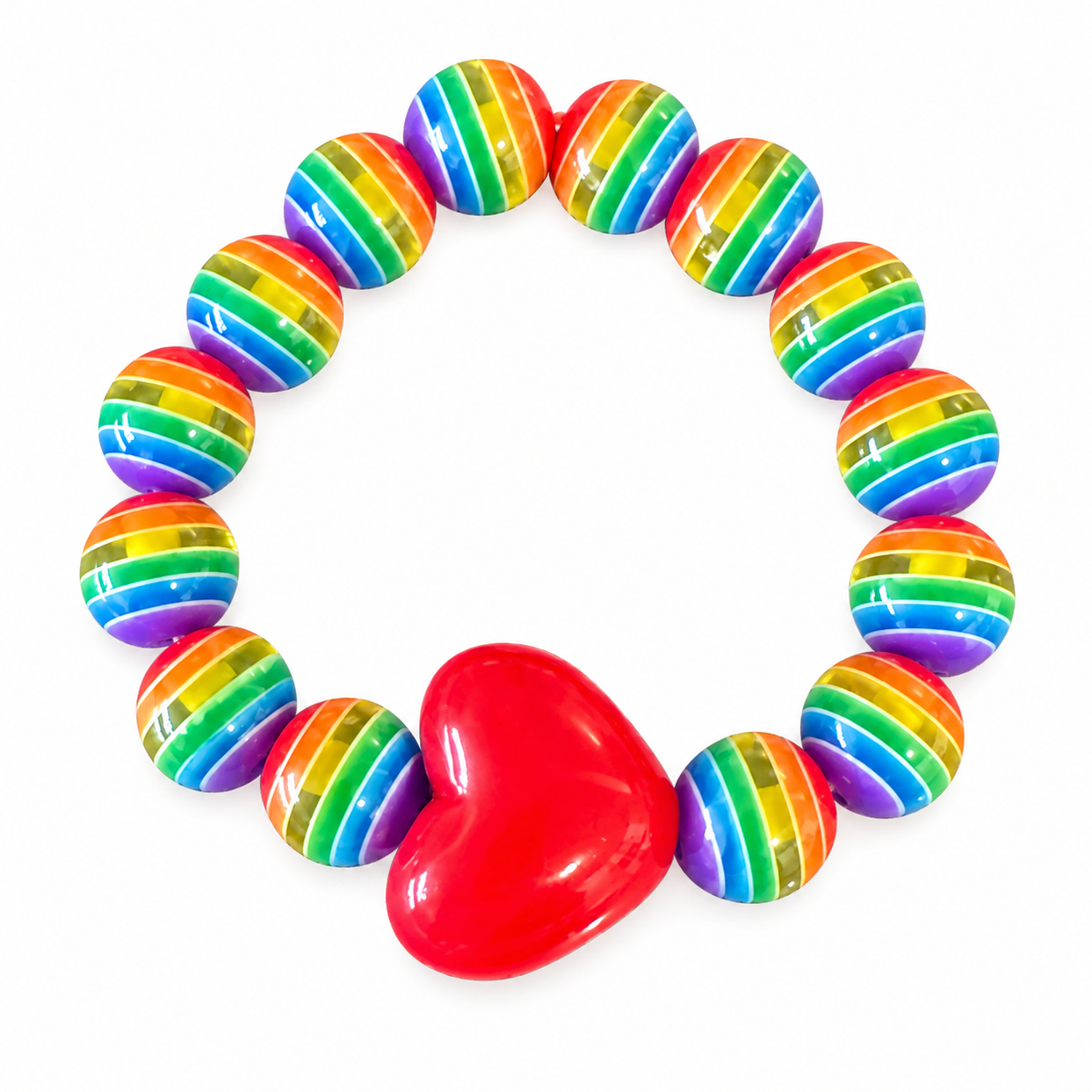 Chunky rainbow heart bracelet