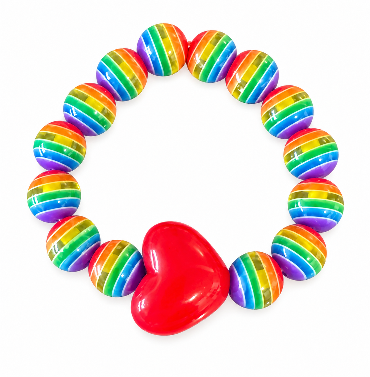 Chunky rainbow heart bracelet