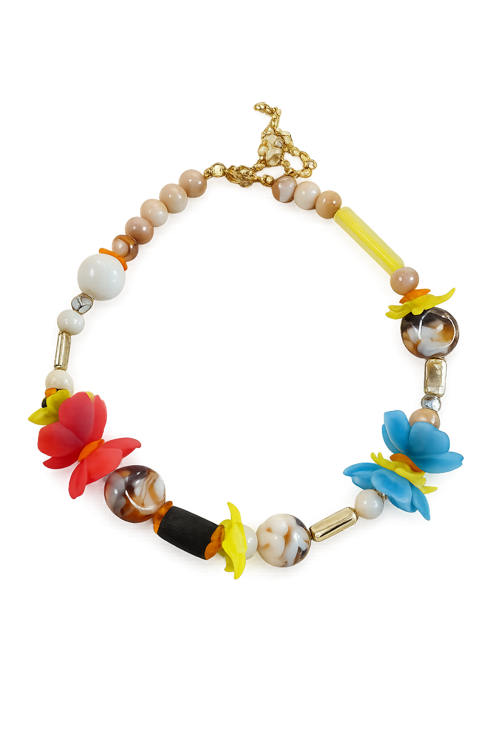 Big beads necklace with flowers