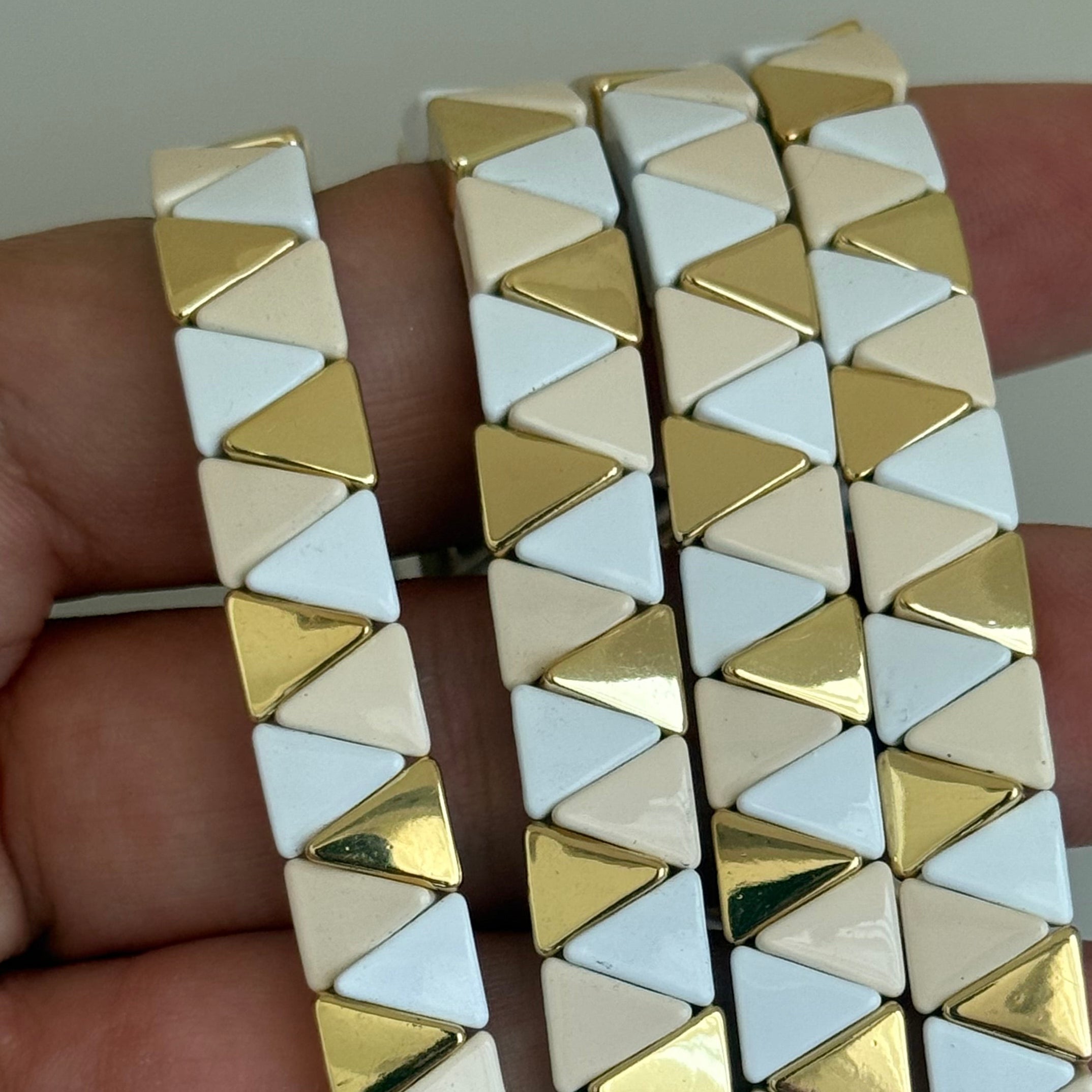 White & gold enamel bracelet