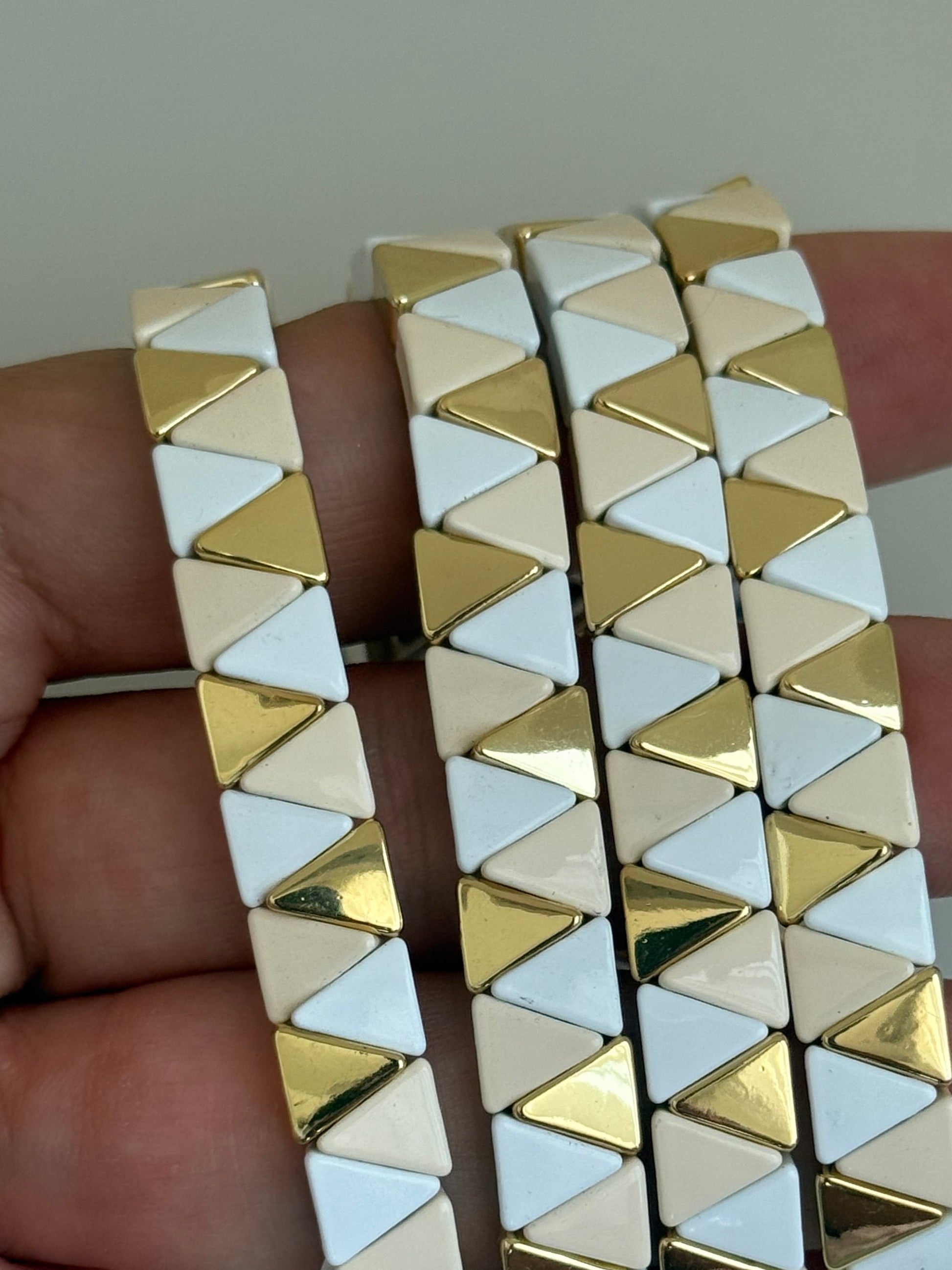 White & gold enamel bracelet