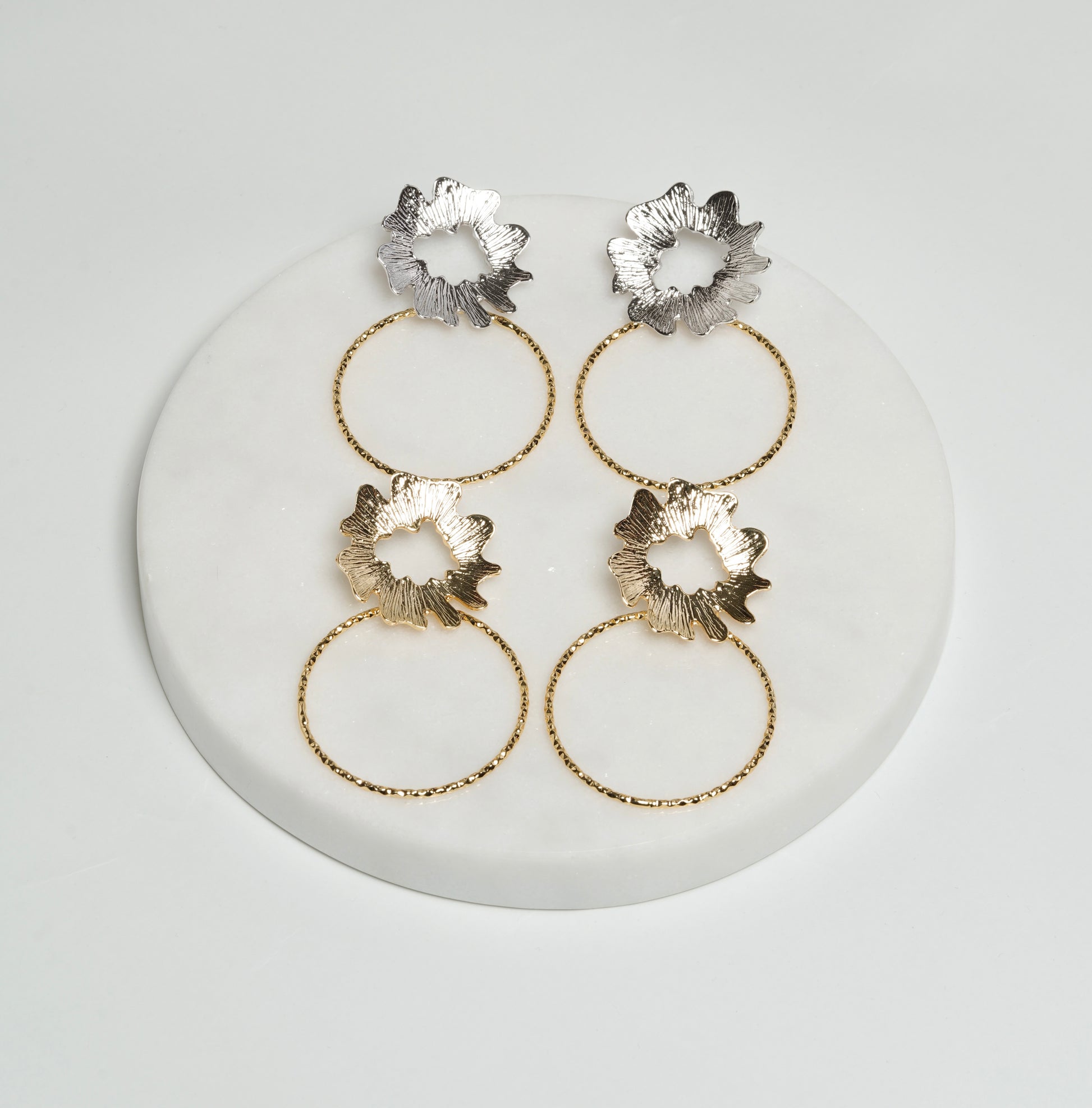 Floral geometric earrings