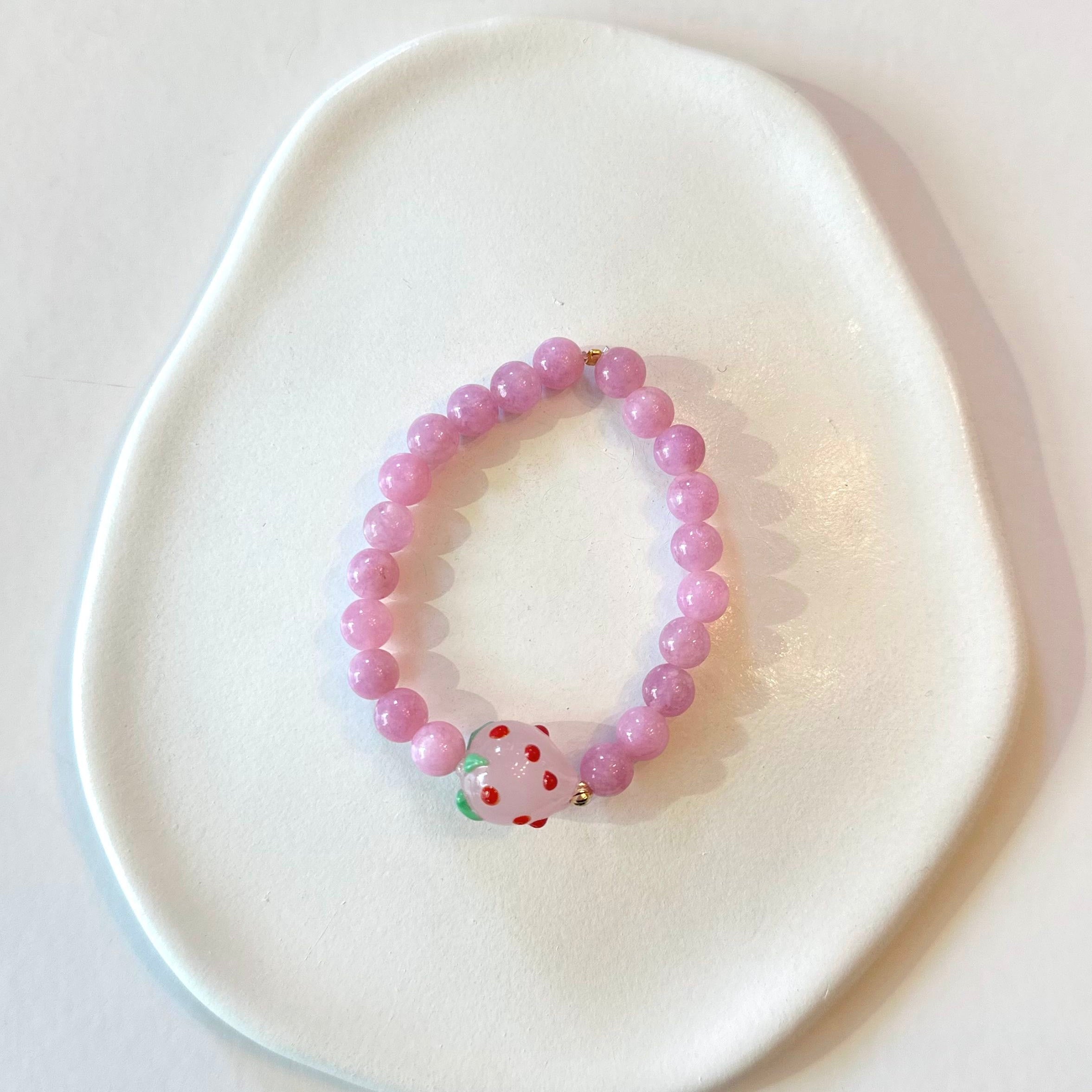 Glass strawberry bracelet