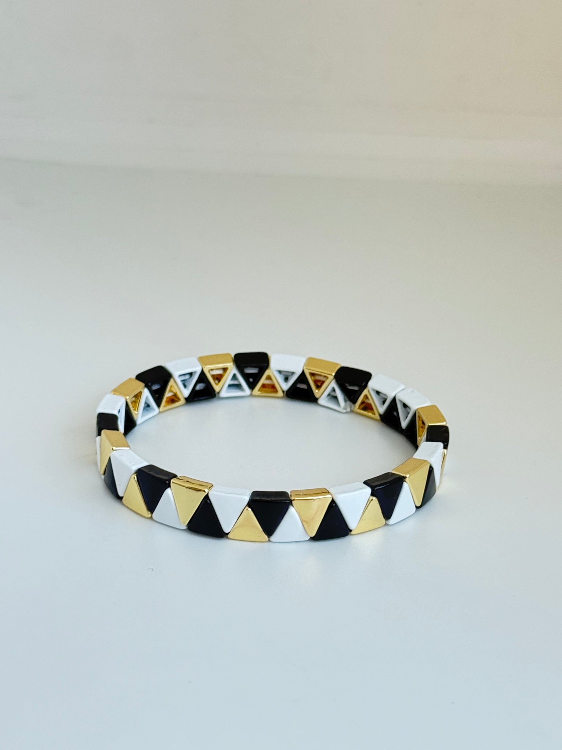 B&W enamel stretch bracelet