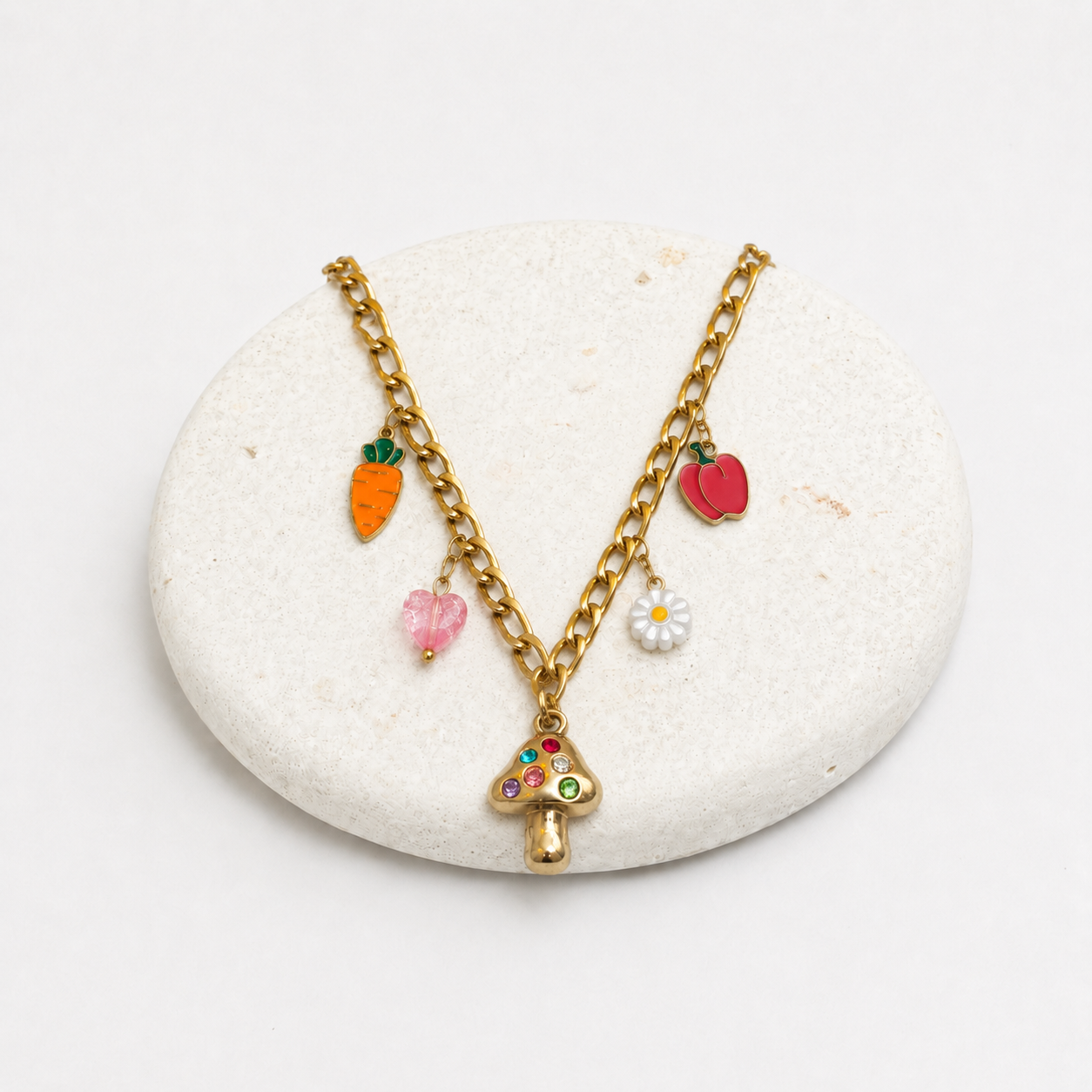Mushroom charm necklace