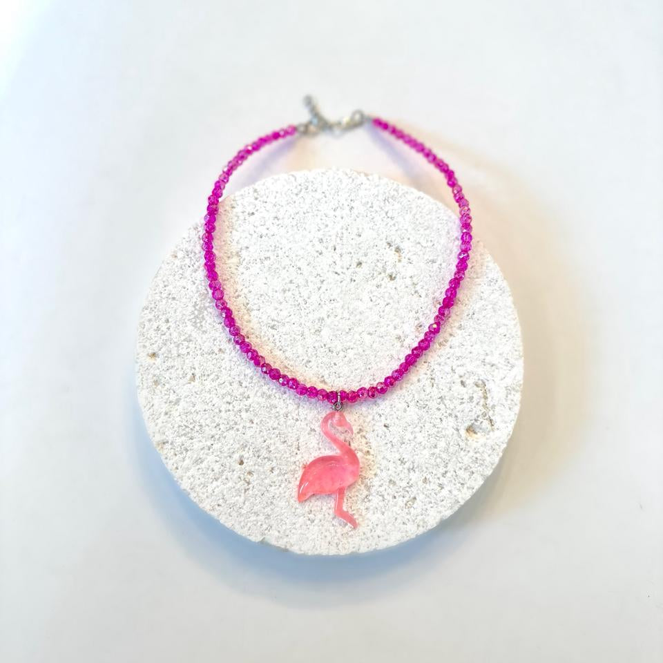 Flamingo crystal necklace