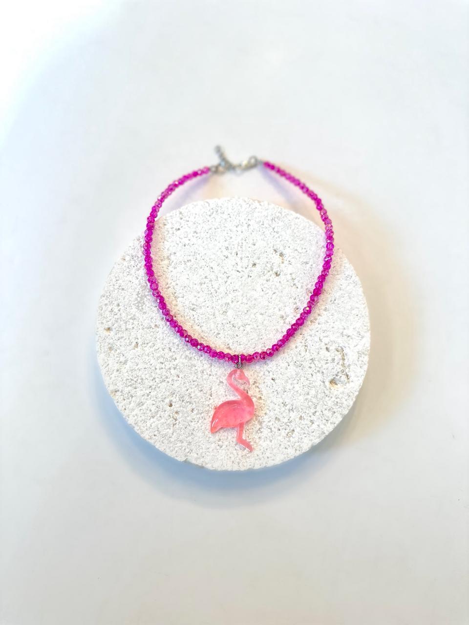 Flamingo crystal necklace