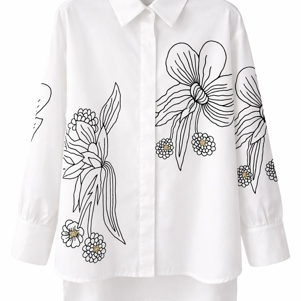 Floral doodle print shirt