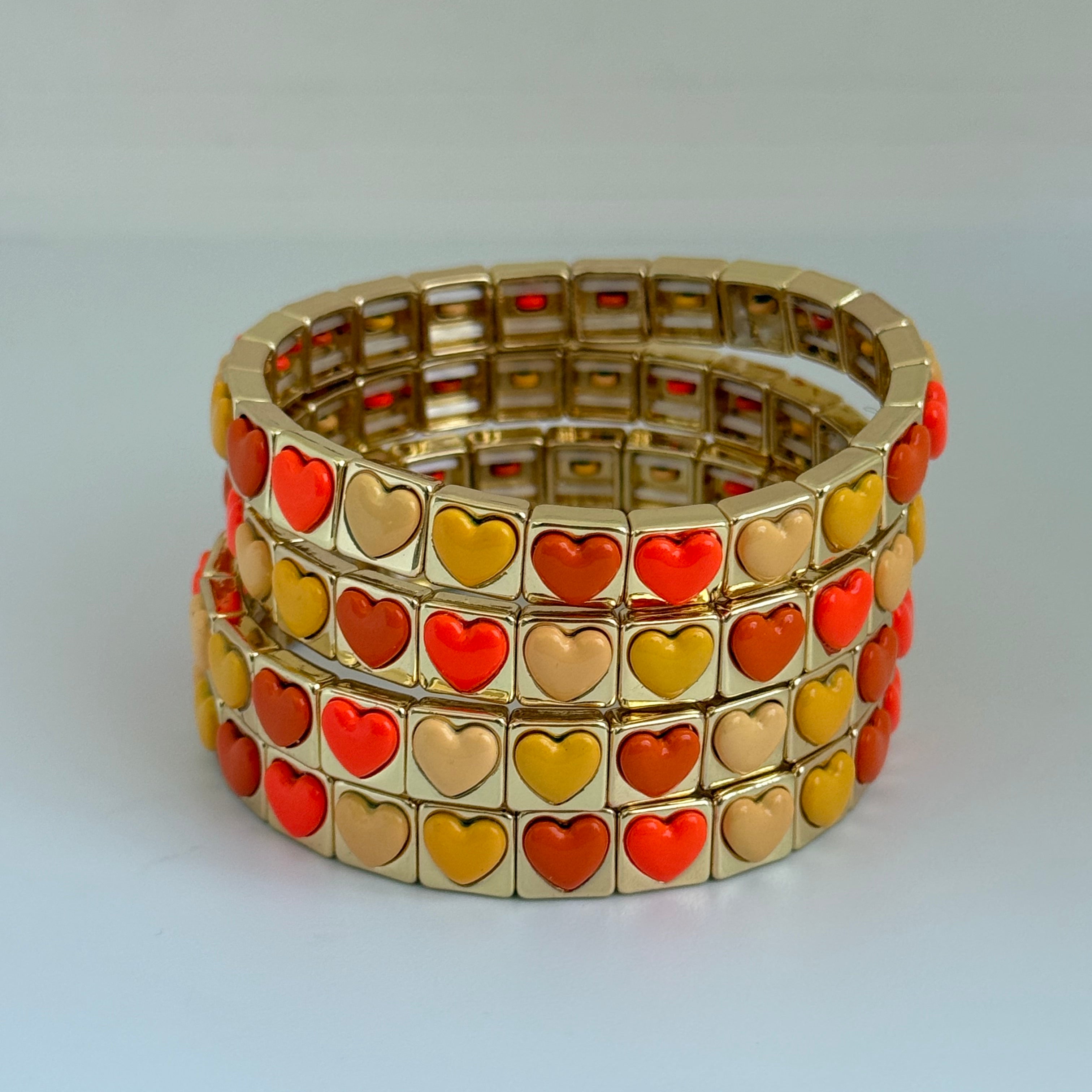 Sunset hearts enamel bracelet