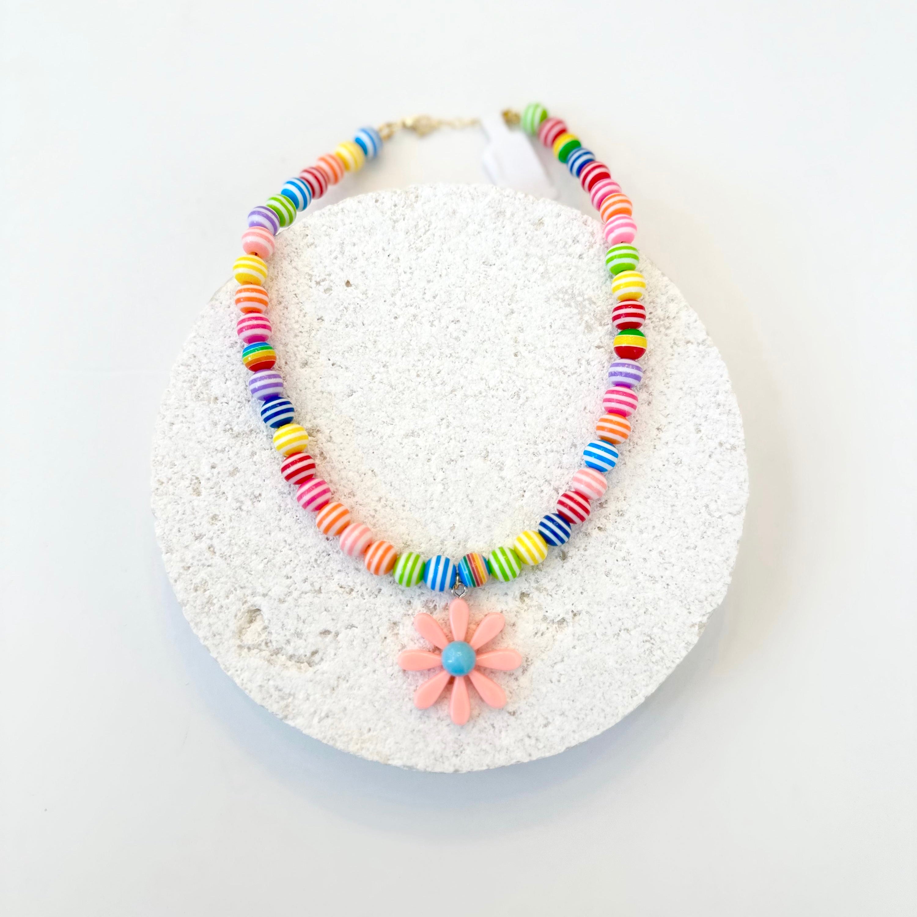 Kids rainbow daisy necklace