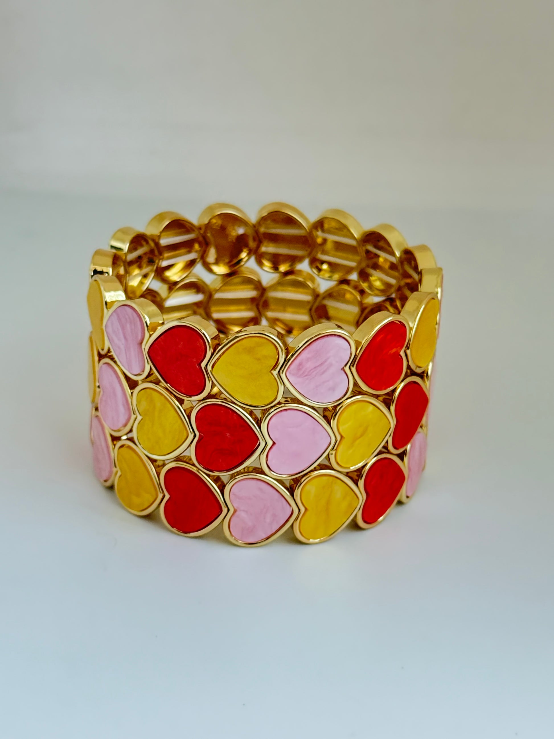 Sunset big hearts enamel bracelet