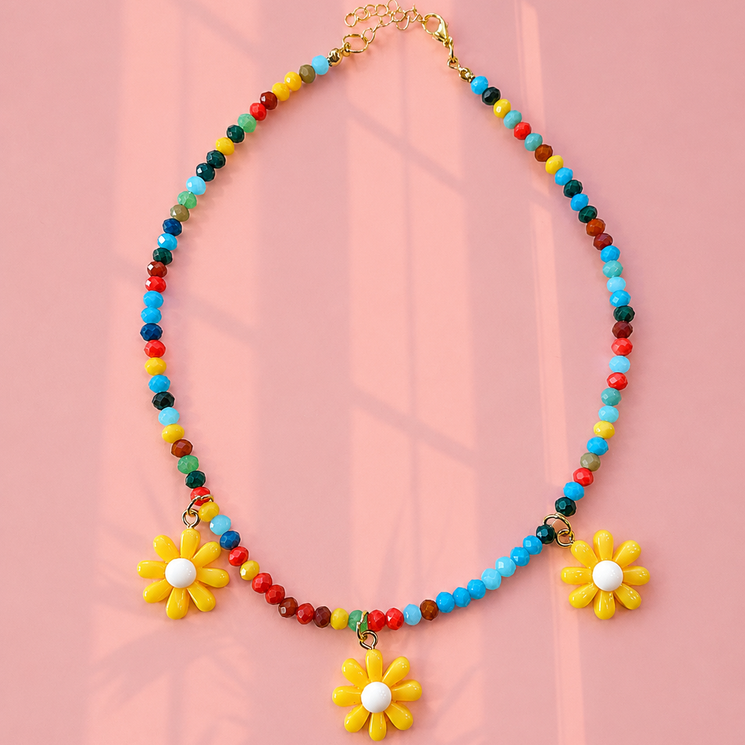 Multicolor daisies necklace