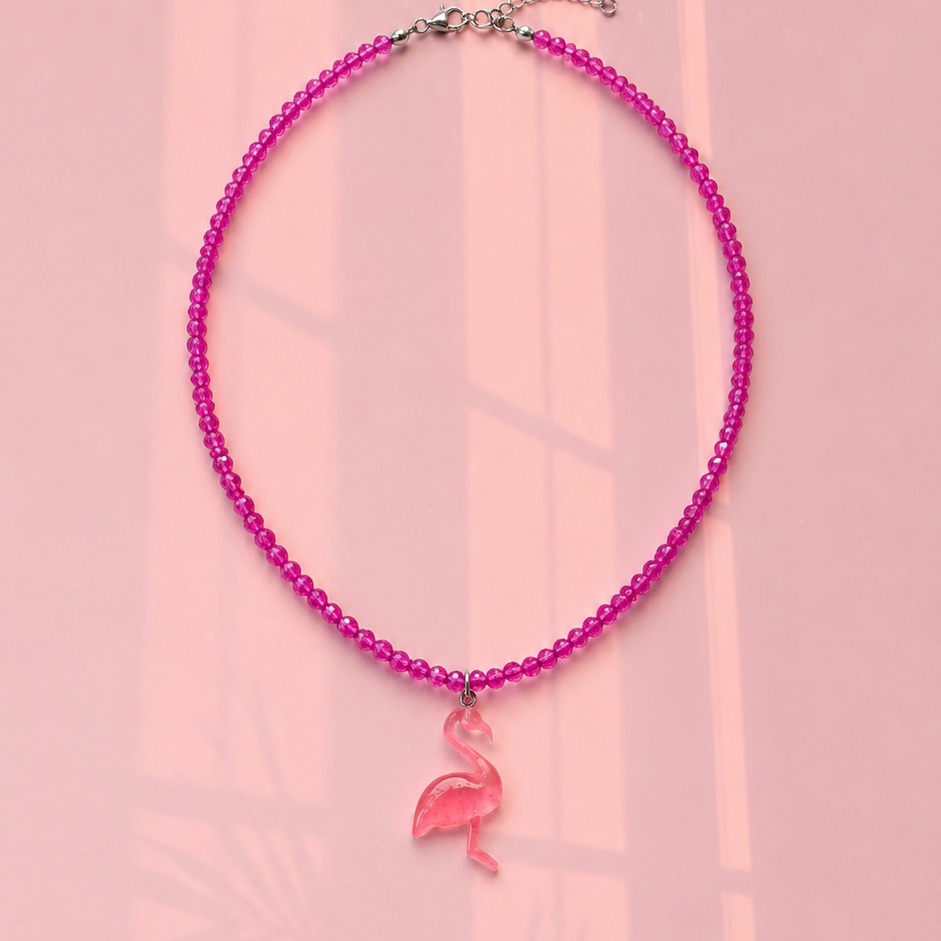 Flamingo crystal necklace