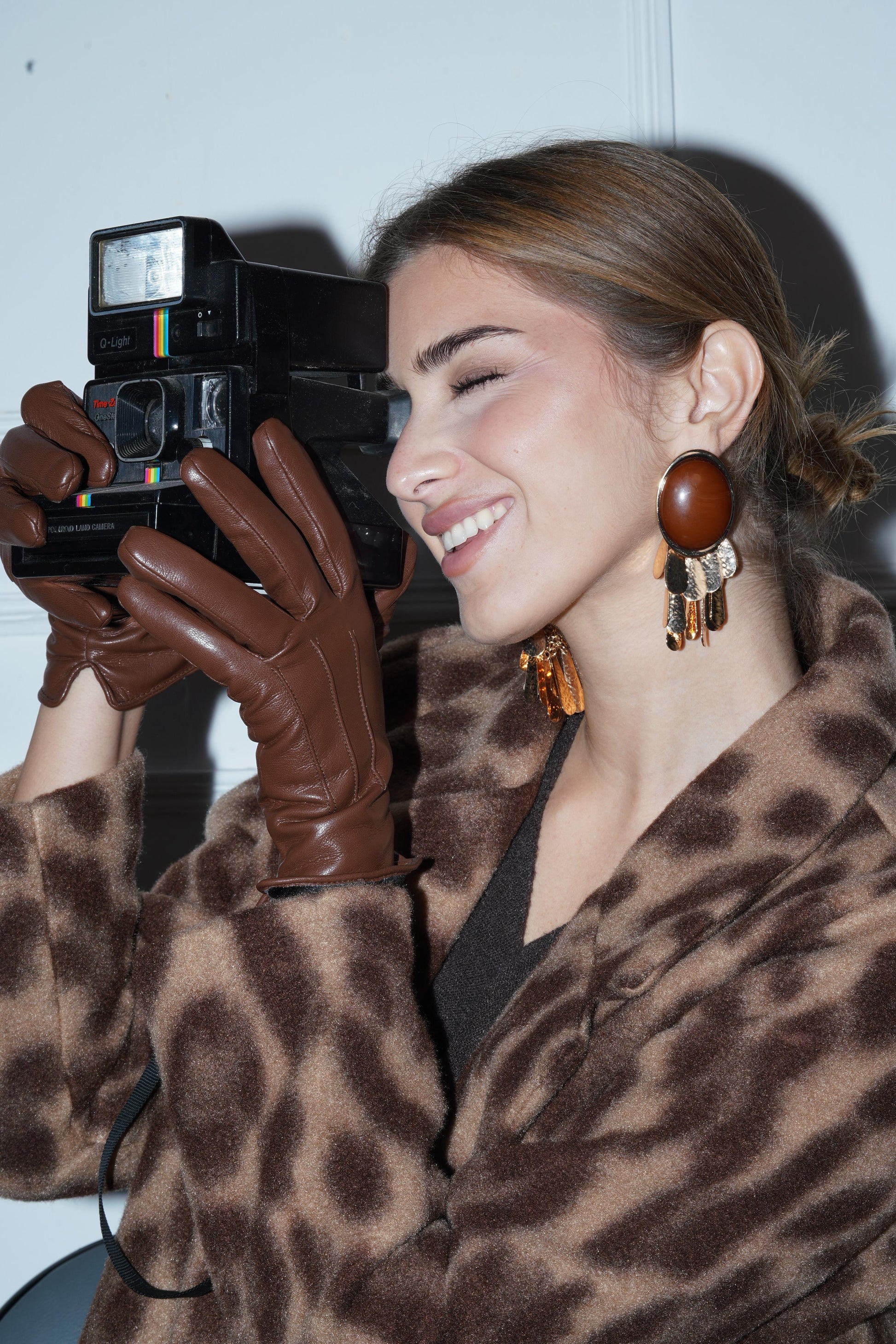 Brown artistic oversized earrings