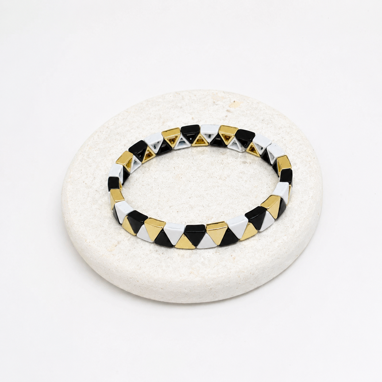B&W enamel stretch bracelet
