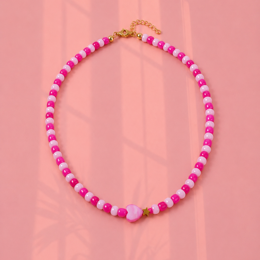 Fuschia heart necklace